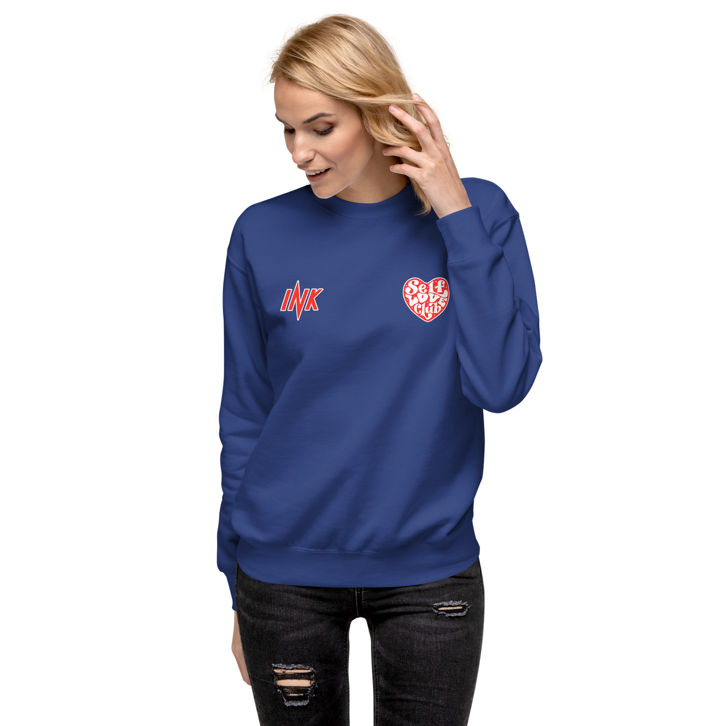 Essential Stylish Crewneck Premium Sweatshirt with "Self Love Club" motif