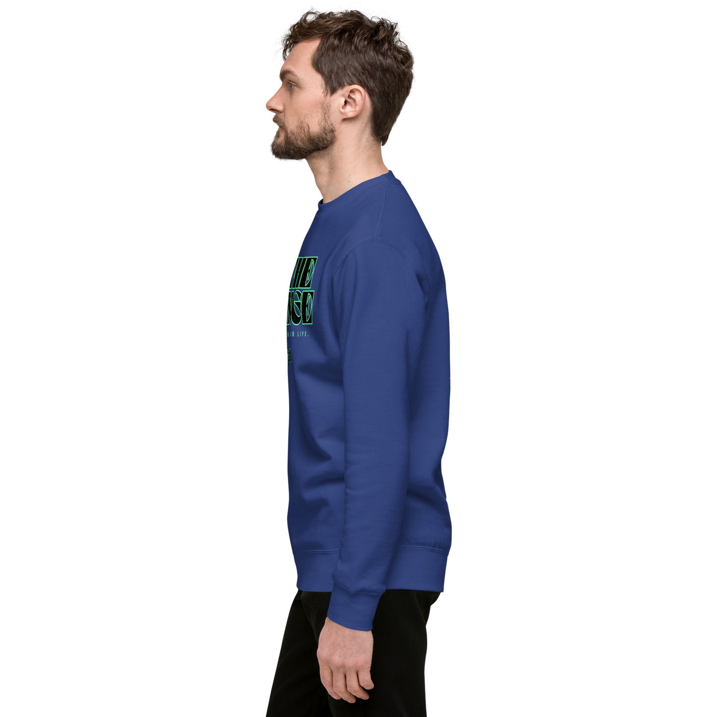 Essential Stylish Crewneck Premium Sweatshirt with "Be The Change" print