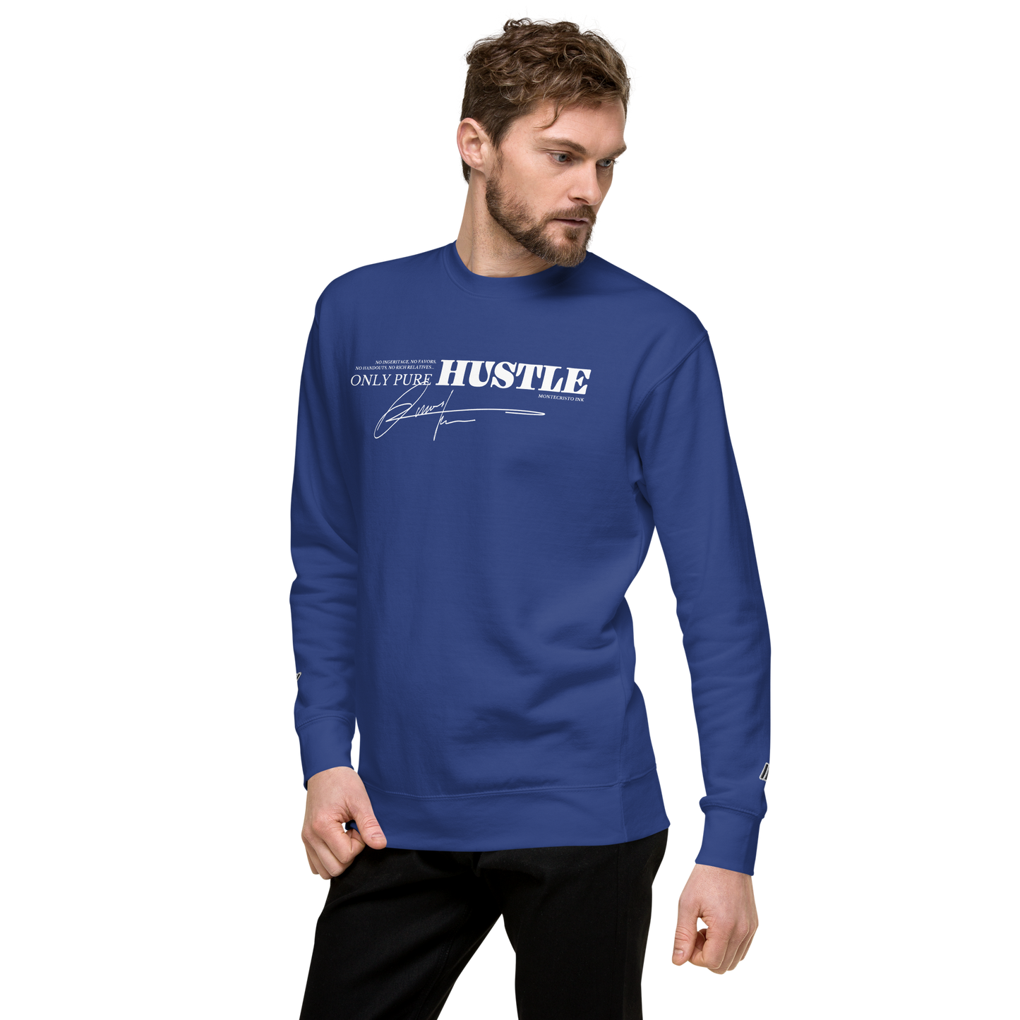 Essential Stylish Crewneck Premium Sweatshirt with "Only Pure Hustle" motif