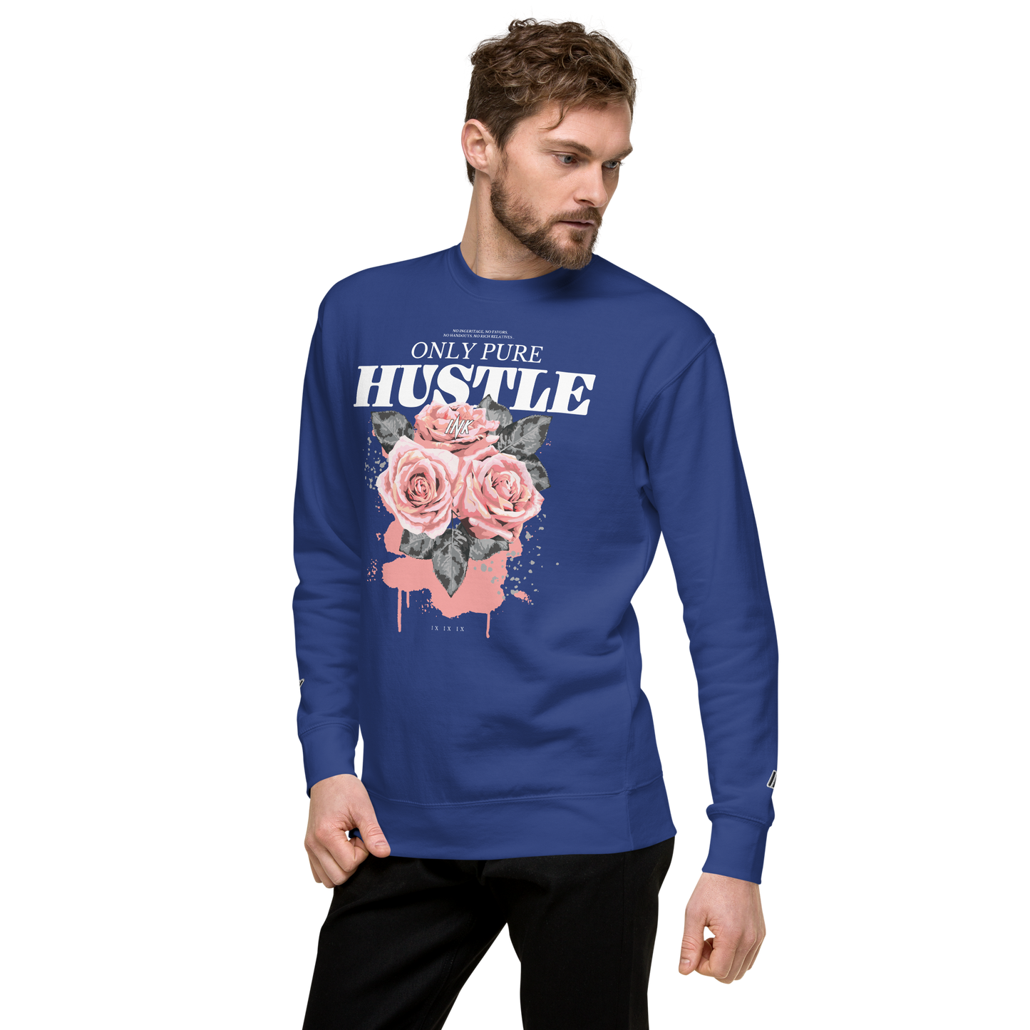 Essential Stylish Crewneck Premium Sweatshirt with "Only Pure Hustle" motif