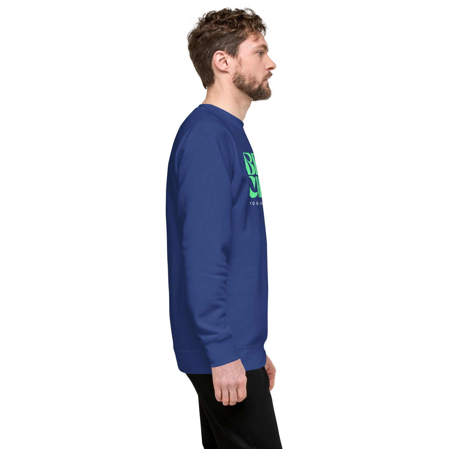 Essential Stylish Crewneck Premium Sweatshirt with "Be The Change" print