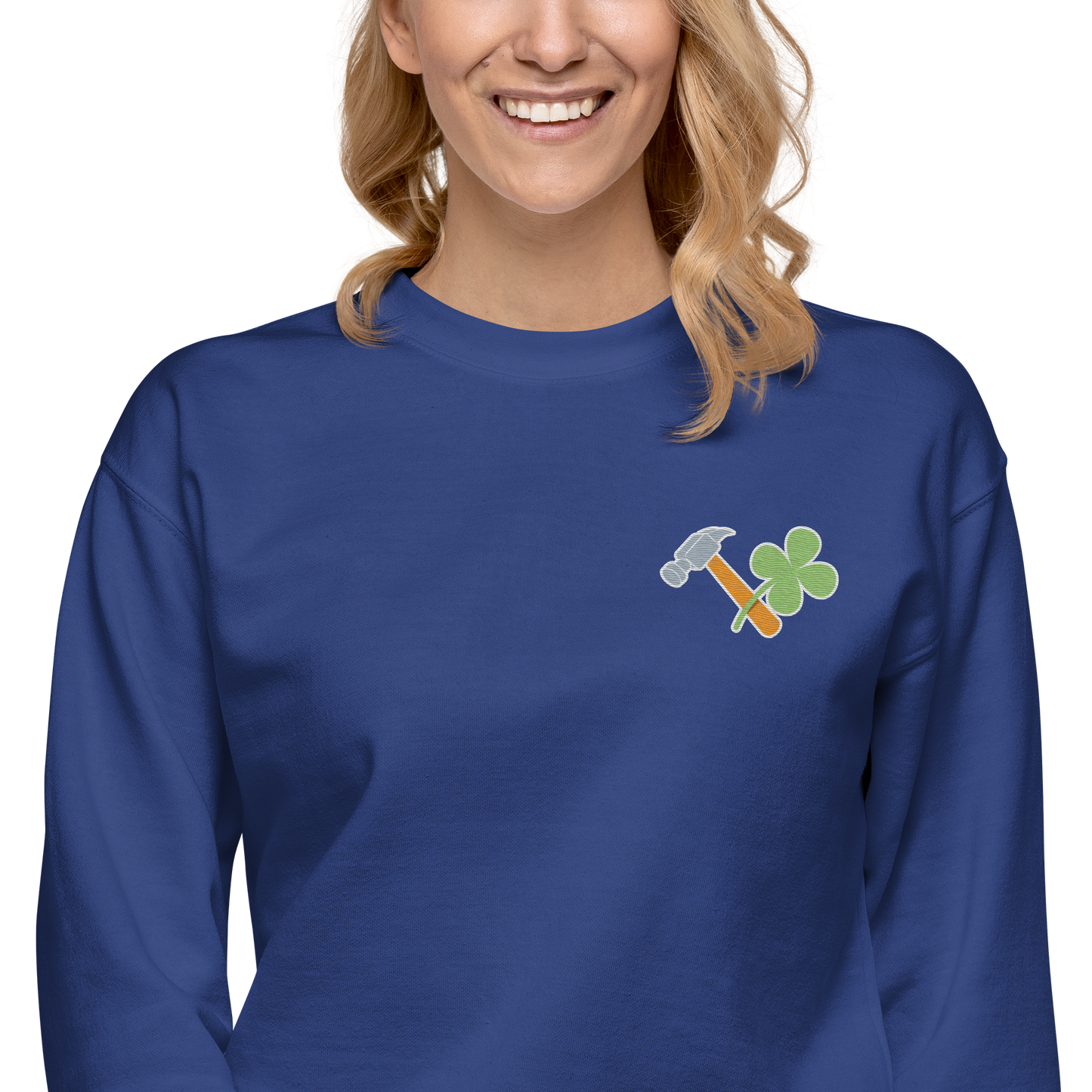 Essential Stylish Crewneck Premium Sweatshirt with embroidered "Lucky Worker" motif