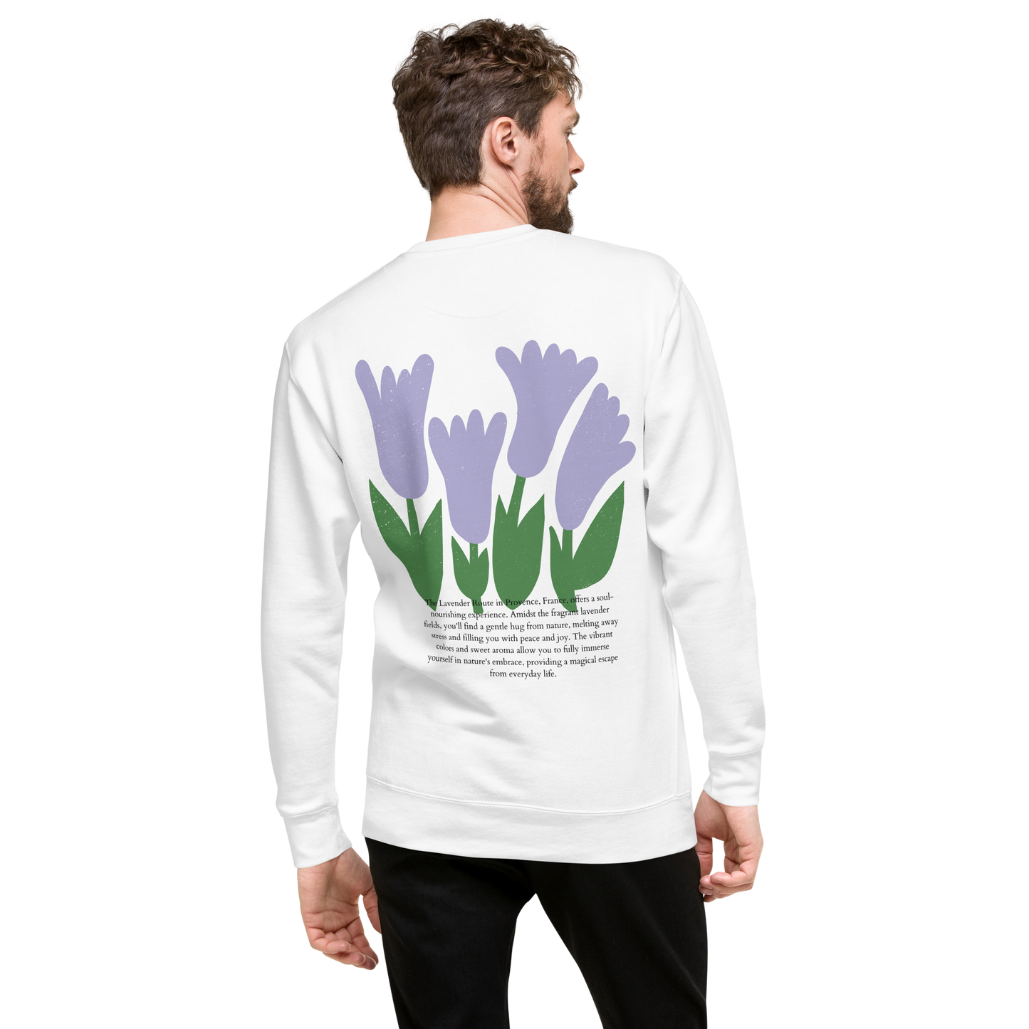 Essential Stylish Crewneck Premium Sweatshirt with “The Lavender Route” motif