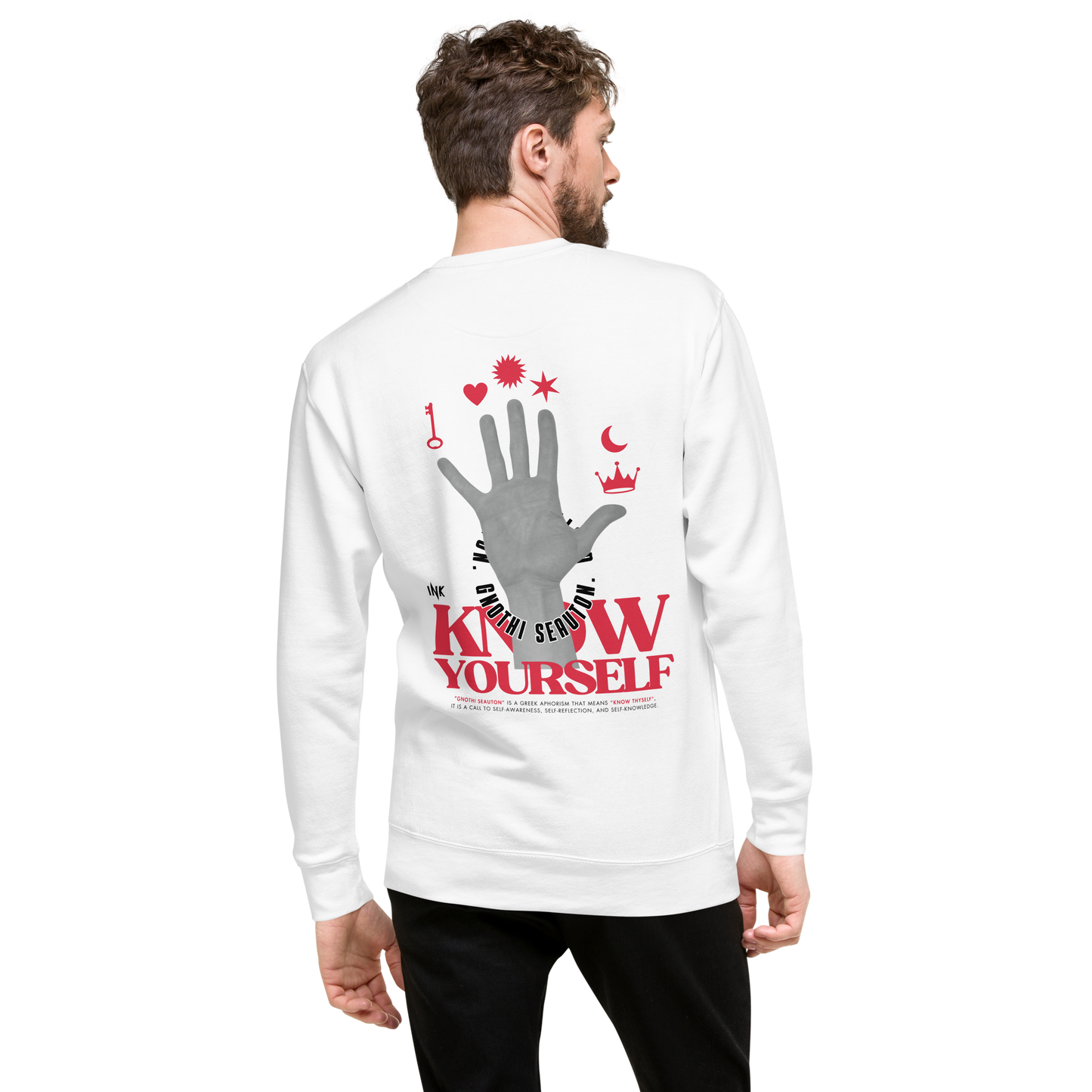 Essential Stylish Crewneck Premium Sweatshirt with "Know Yourself" design