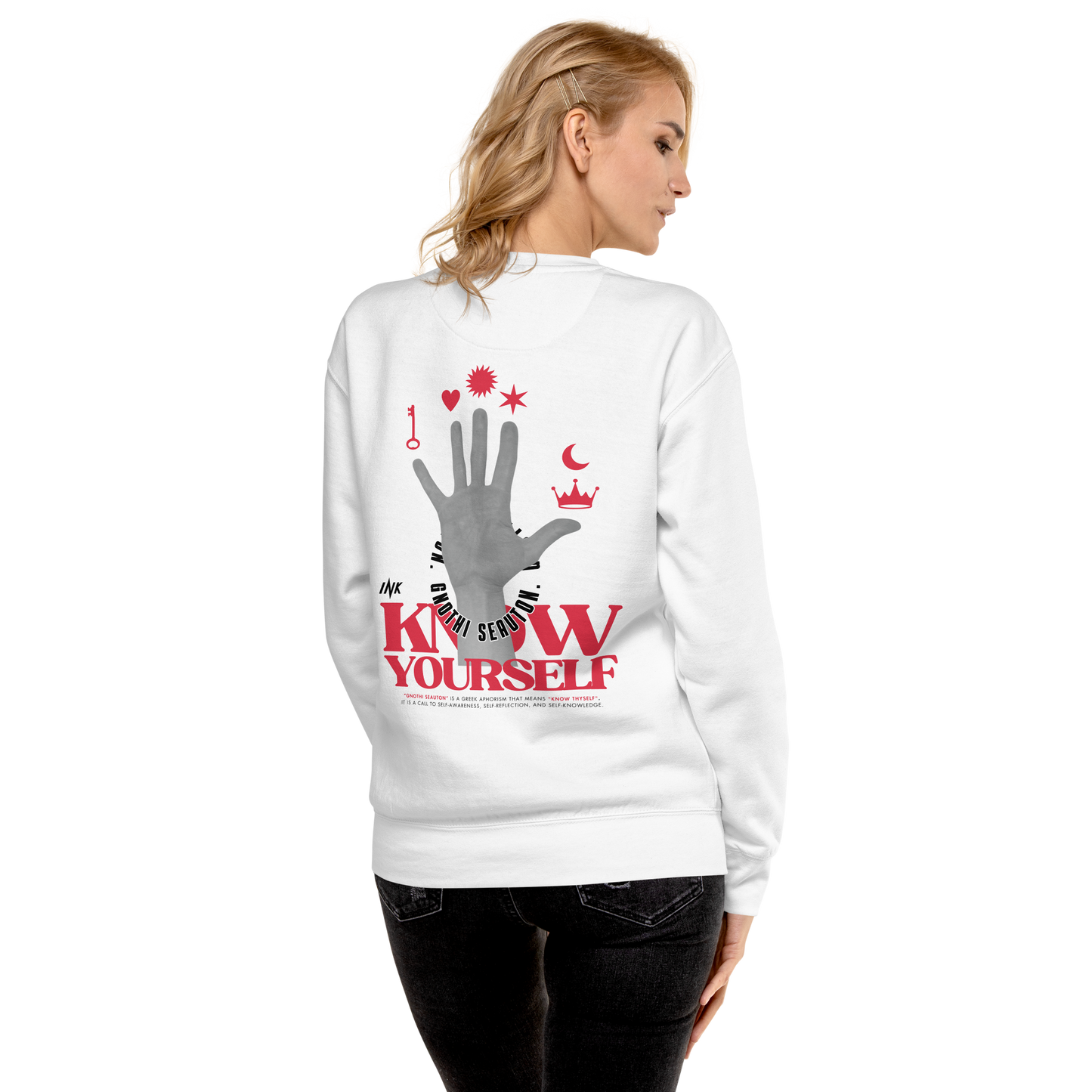 Essential Stylish Crewneck Premium Sweatshirt with "Know Yourself" design