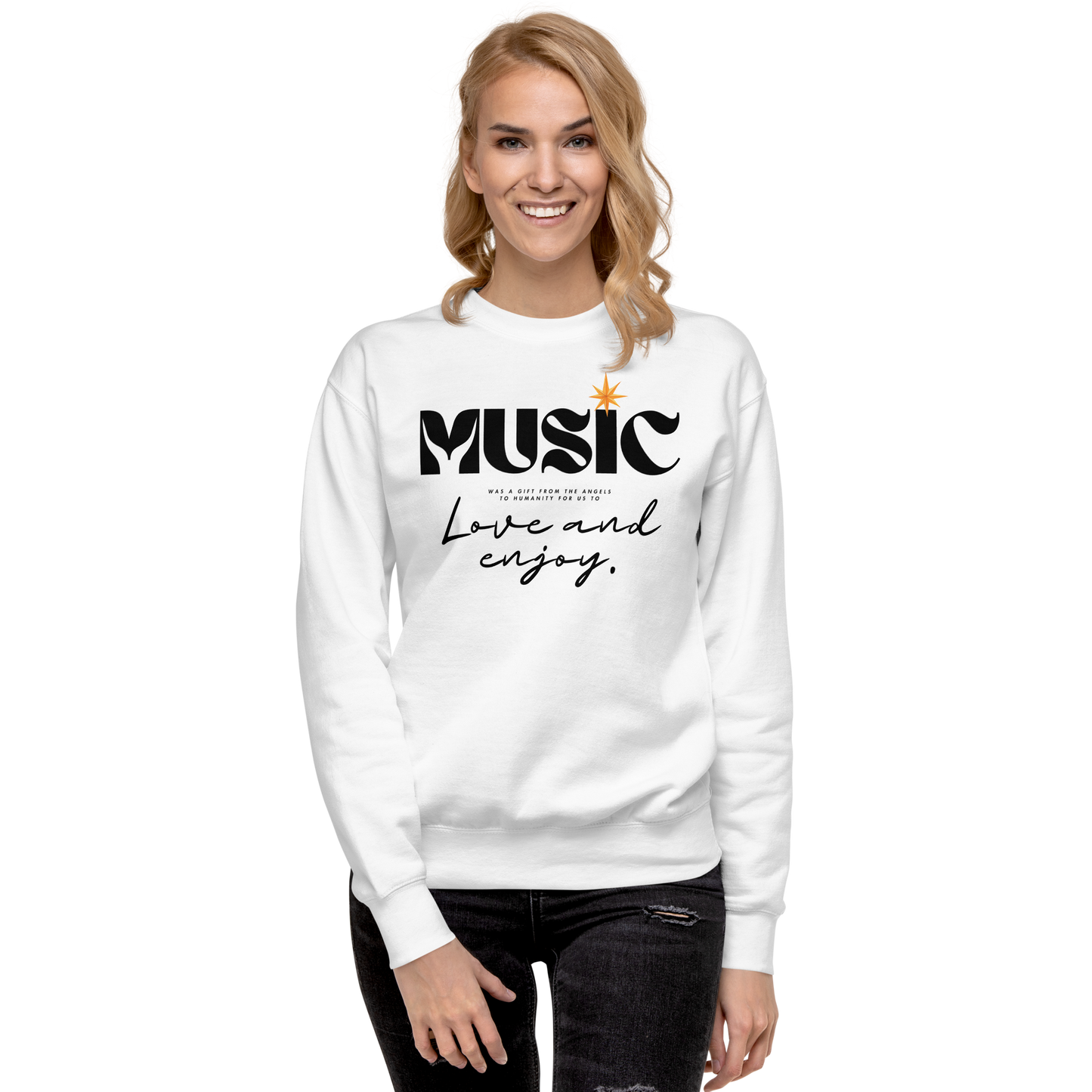 Essential Stylish Crewneck Premium Sweatshirt with "Music" motif