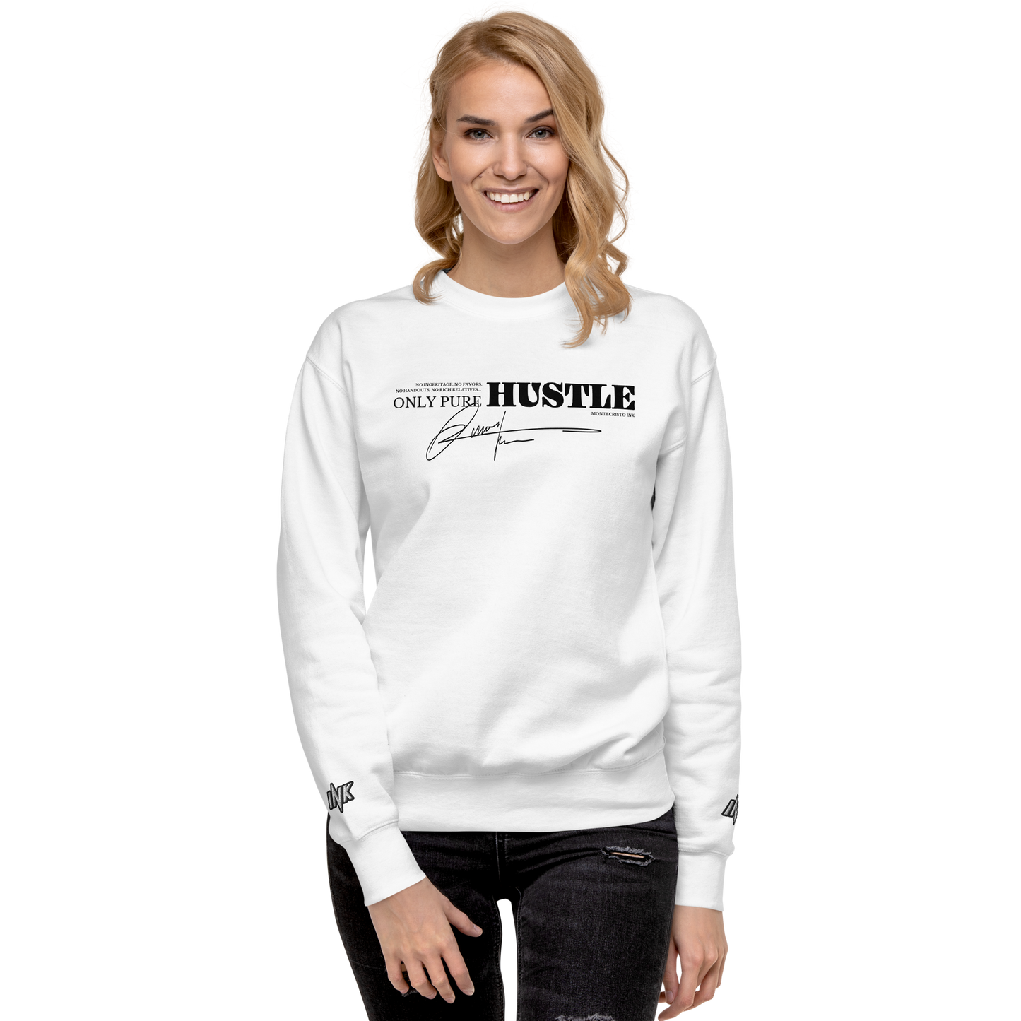 Essential Stylish Crewneck Premium Sweatshirt with "Only Pure Hustle" motif