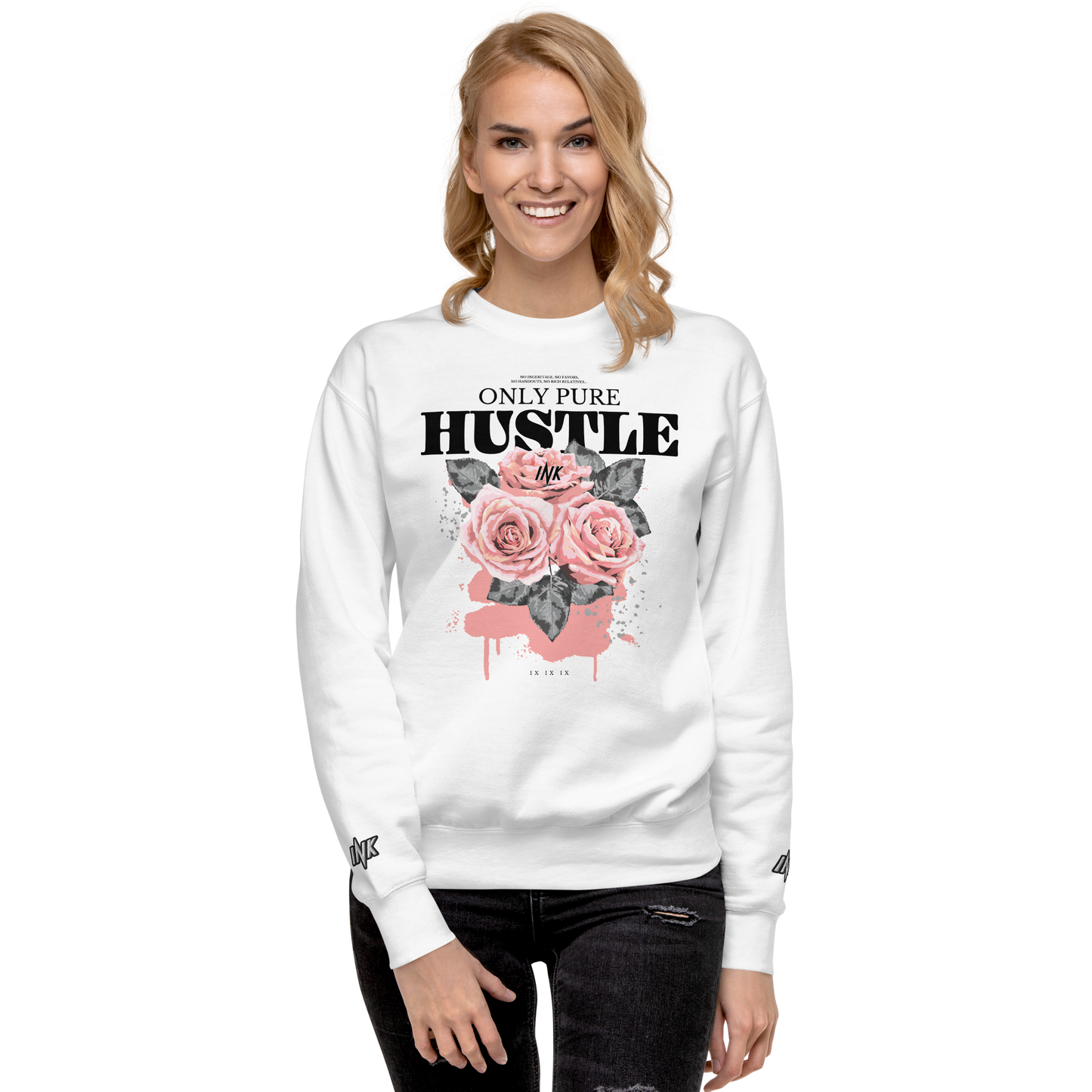 Essential Stylish Crewneck Premium Sweatshirt with "Only Pure Hustle" motif