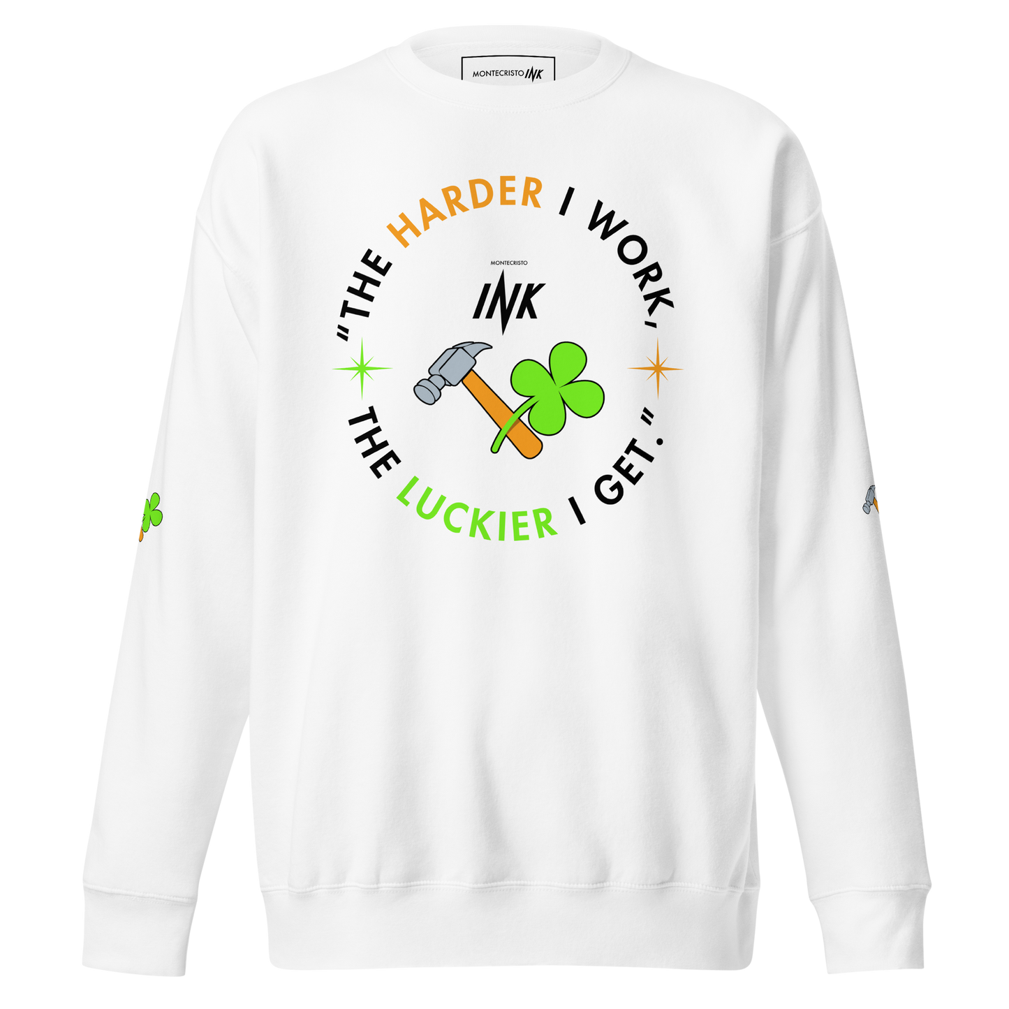 Essential Stylish Crewneck Premium Sweatshirt with "Lucky Worker" motif