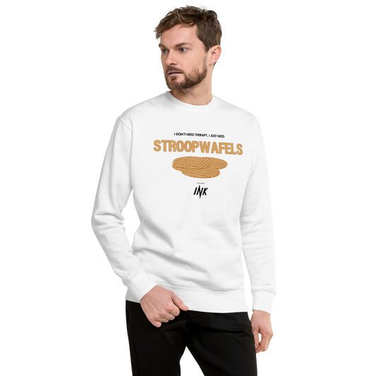 Essential Stylish Crewneck Premium Sweatshirt with "I Don't Need Therapy, I Just Need STROOPWAFELS" motif