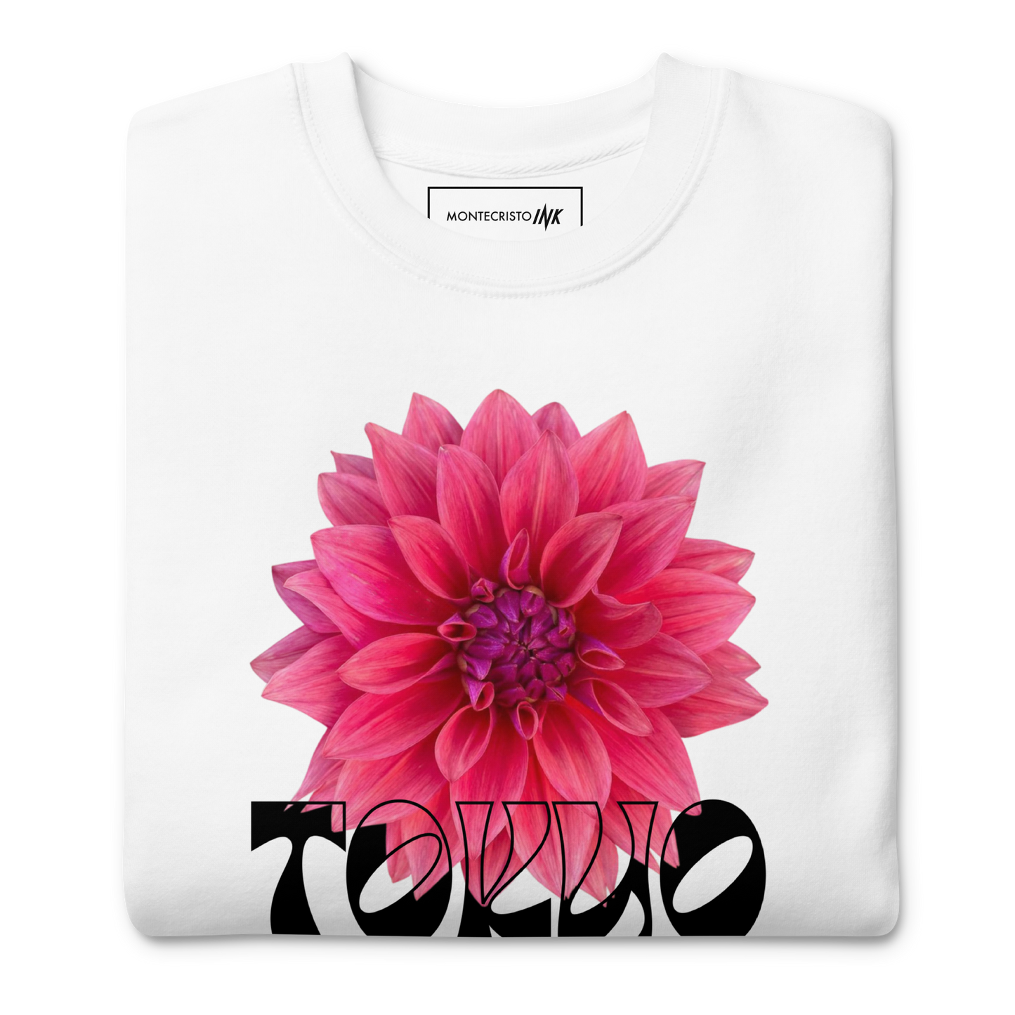 Essential Stylish Crewneck Premium Sweatshirt with “Tokyo - Pink Dahlia” motif