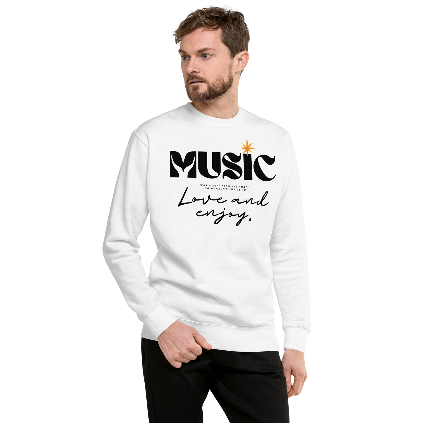 Essential Stylish Crewneck Premium Sweatshirt with "Music" motif