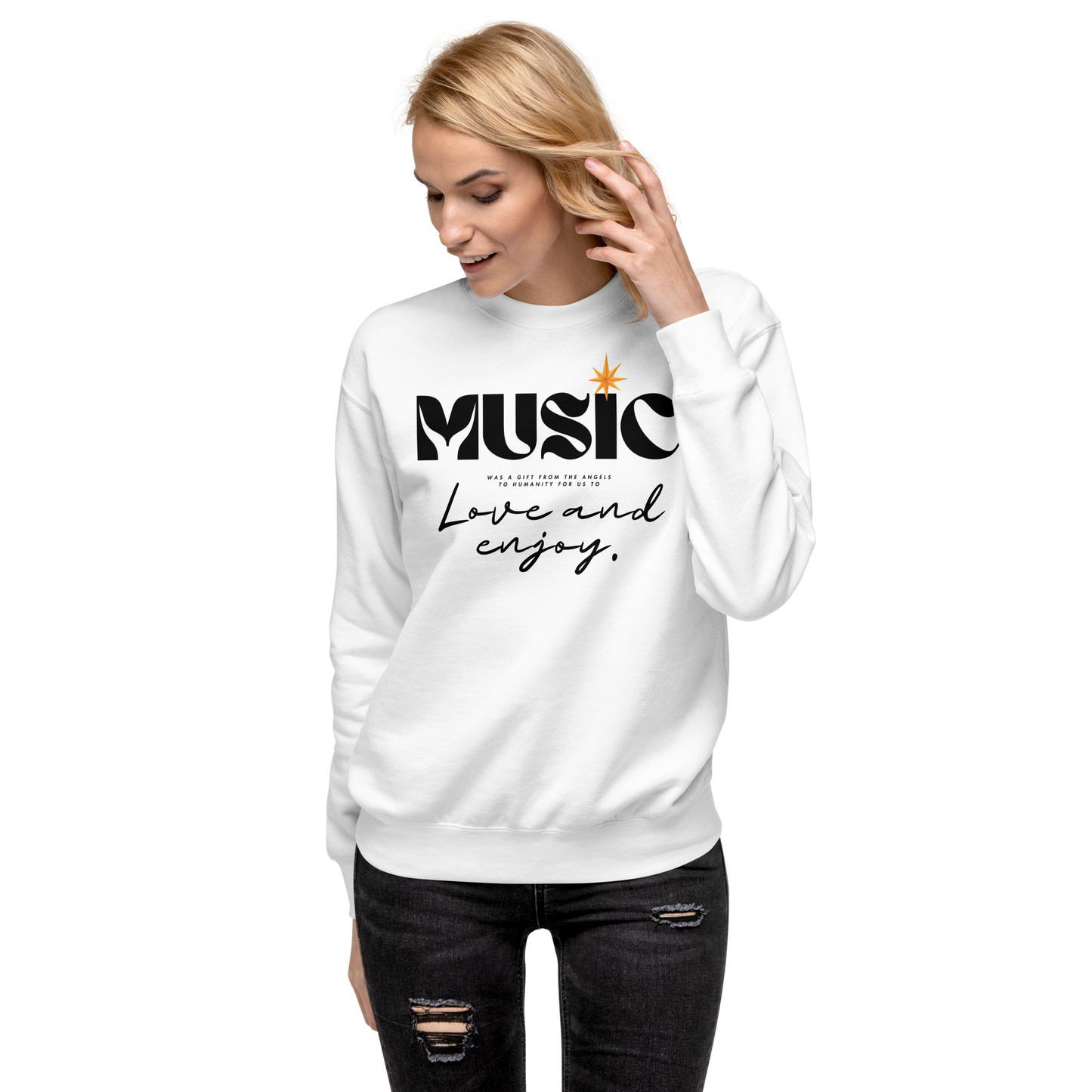 Essential Stylish Crewneck Premium Sweatshirt with "Music" motif