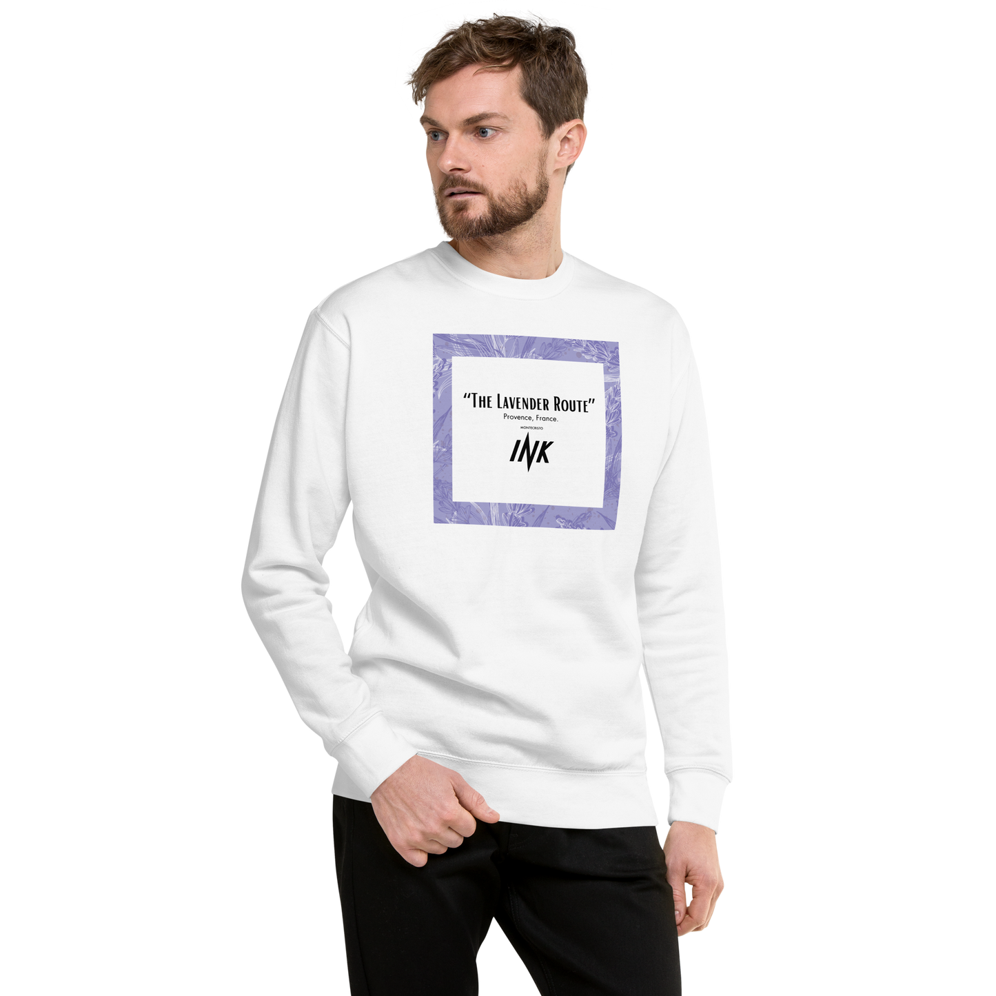 Essential Stylish Crewneck Premium Sweatshirt with “The Lavender Route” motif