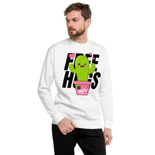 Essential Stylish Crewneck Premium Sweatshirt with "Free Hugs Today" design