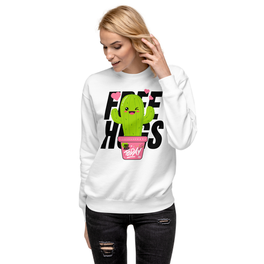 Essential Stylish Crewneck Premium Sweatshirt with "Free Hugs Today" design