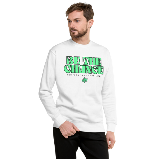 Essential Stylish Crewneck Premium Sweatshirt with "Be The Change" print