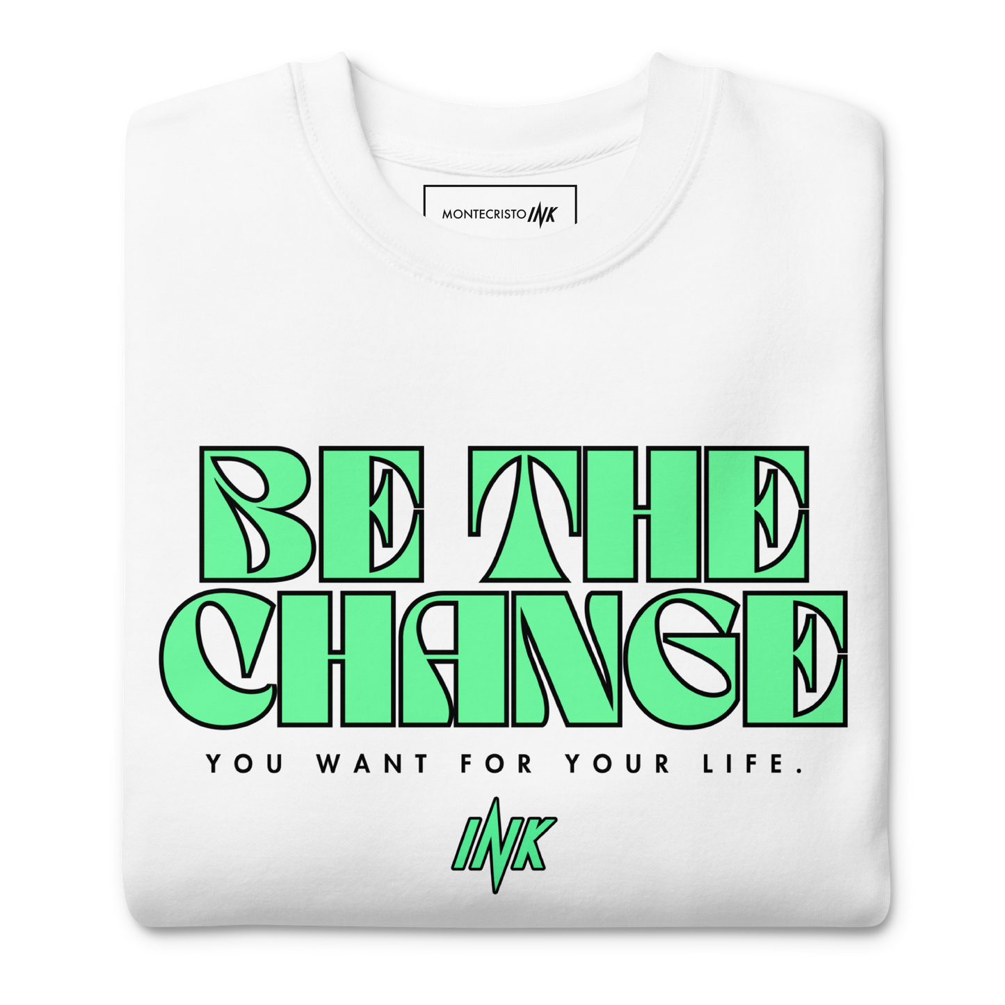 Essential Stylish Crewneck Premium Sweatshirt with "Be The Change" print