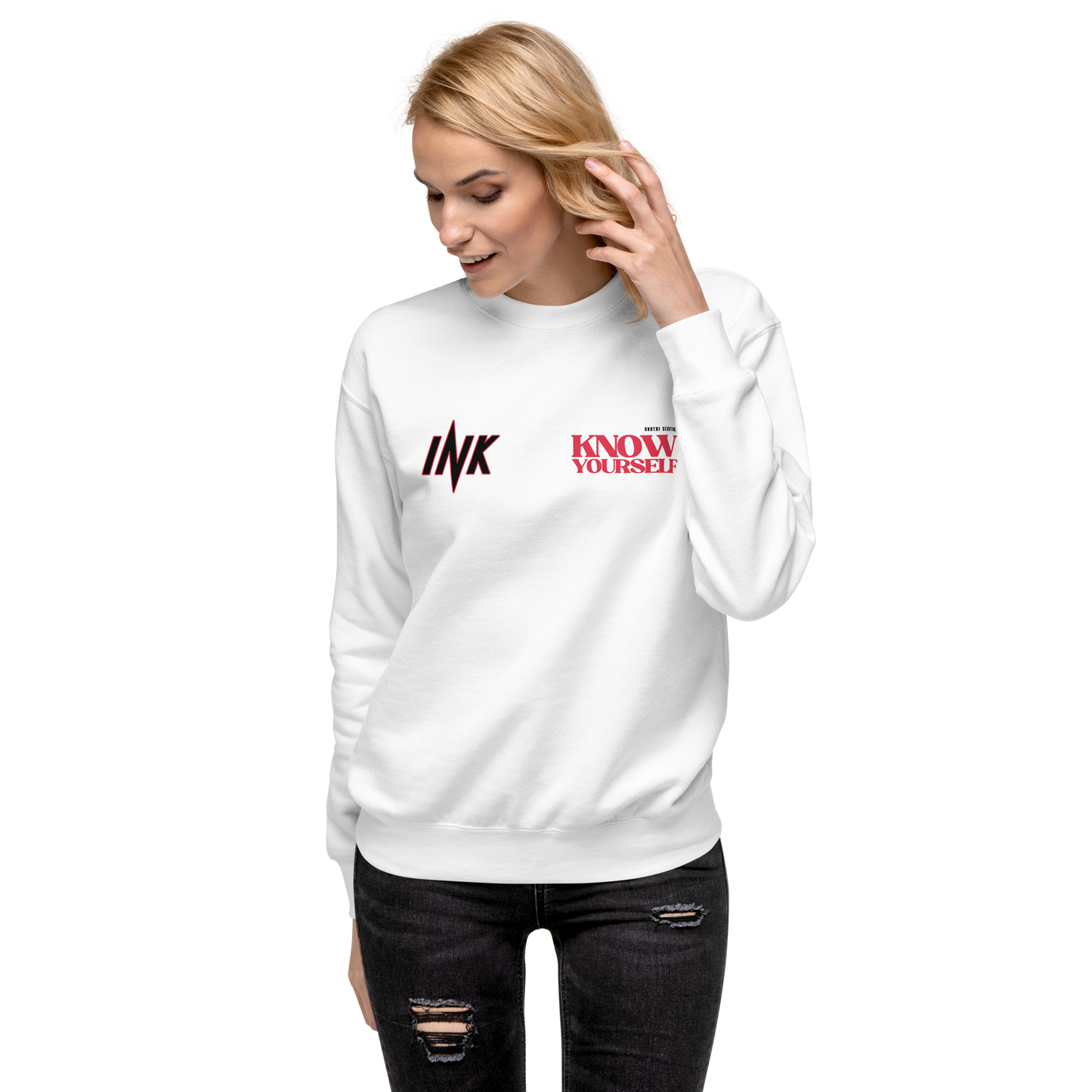 Essential Stylish Crewneck Premium Sweatshirt with "Know Yourself" design