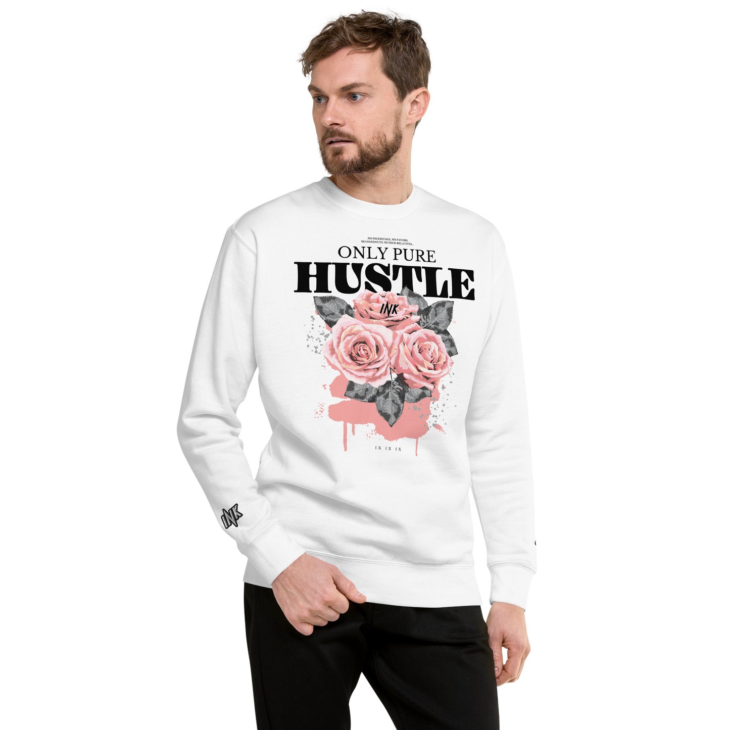 Essential Stylish Crewneck Premium Sweatshirt with "Only Pure Hustle" motif