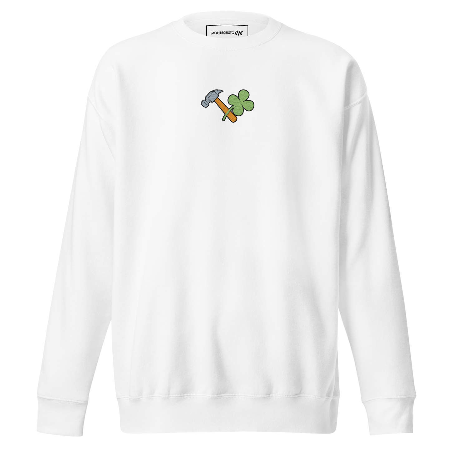 Essential Stylish Crewneck Premium Sweatshirt with embroidered "Lucky Worker" motif