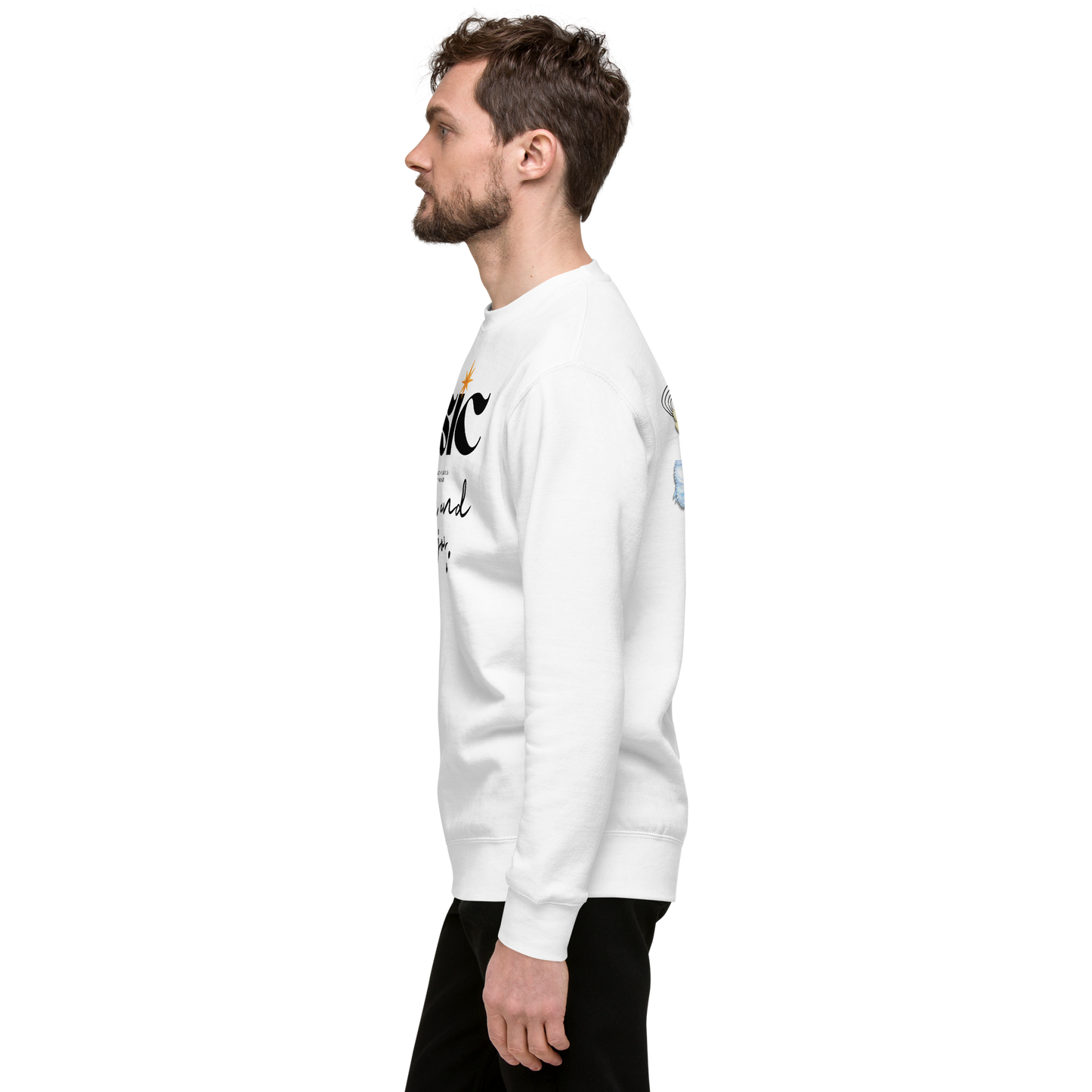 Essential Stylish Crewneck Premium Sweatshirt with "Music" motif