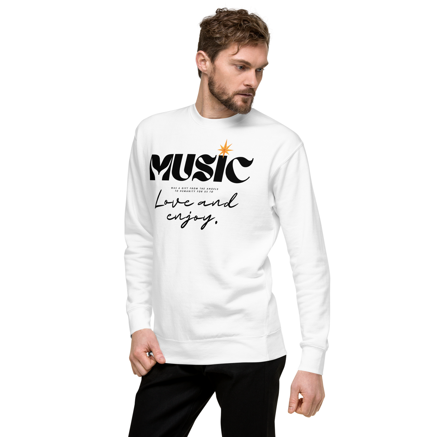 Essential Stylish Crewneck Premium Sweatshirt with "Music" motif