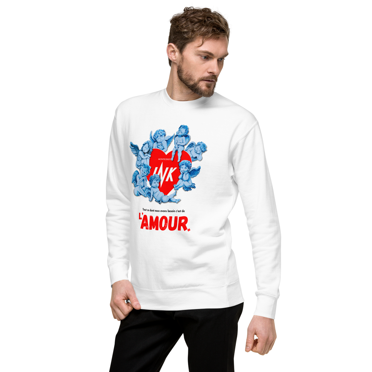 Essential Stylish Crewneck Premium Sweatshirt with "AMOUR" motif