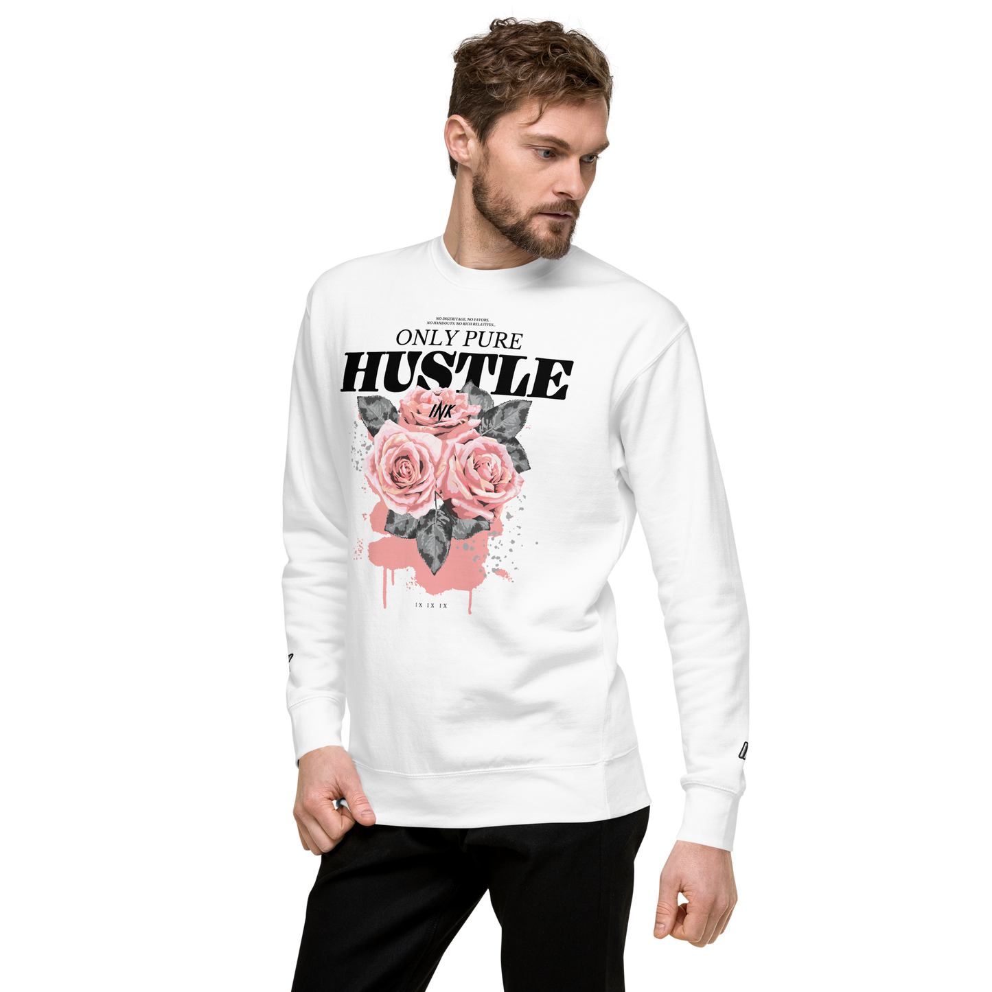 Essential Stylish Crewneck Premium Sweatshirt with "Only Pure Hustle" motif