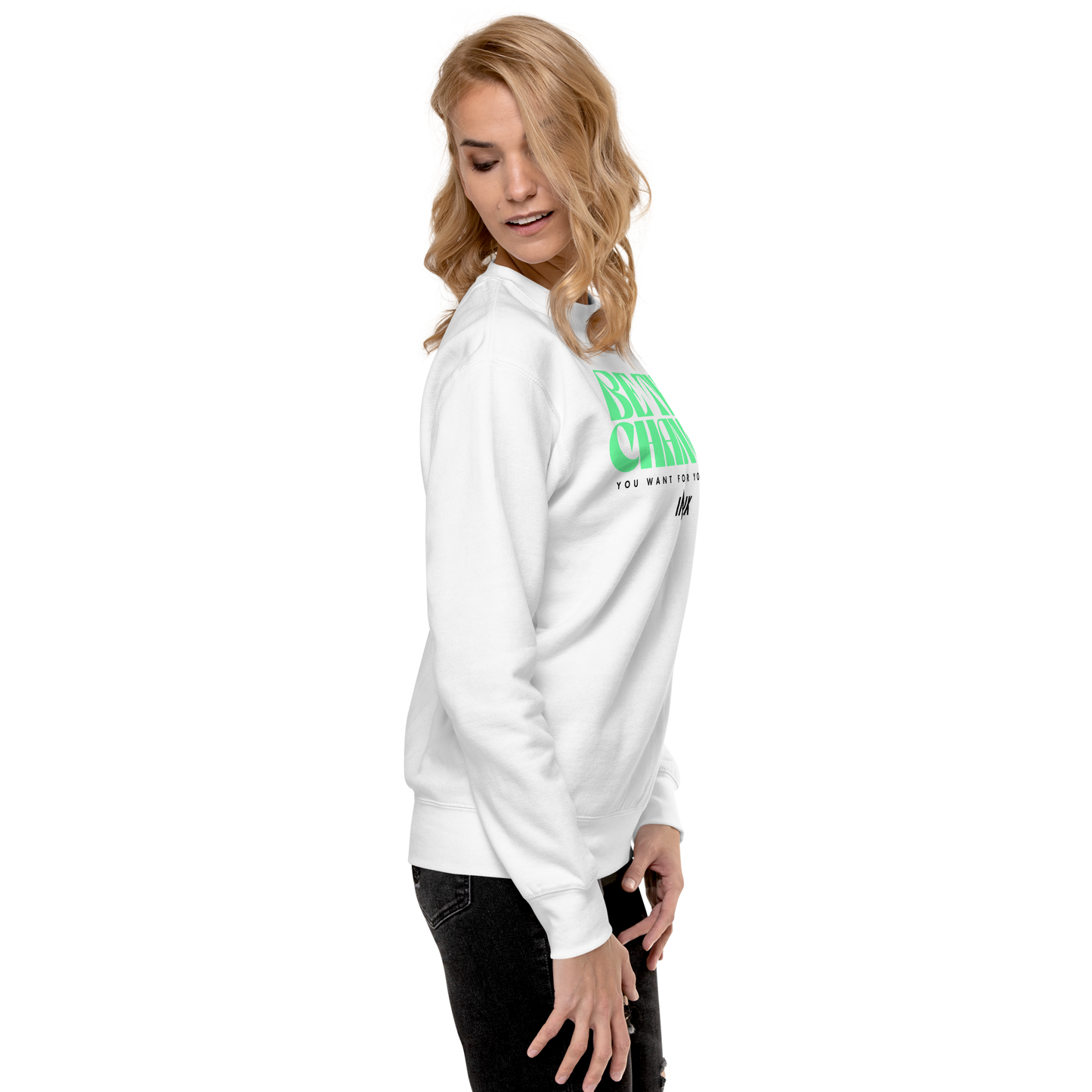 Essential Stylish Crewneck Premium Sweatshirt with "Be The Change" print