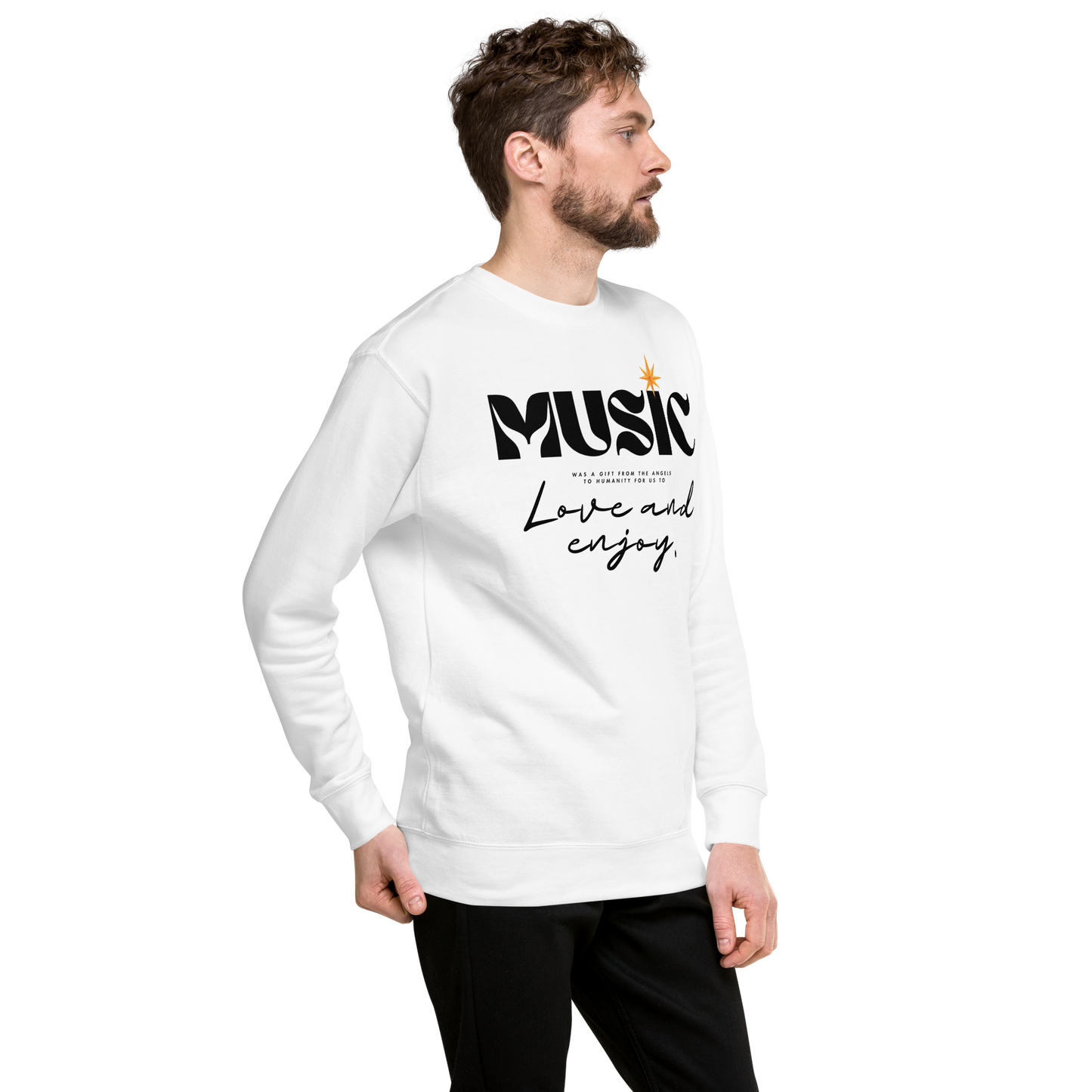 Essential Stylish Crewneck Premium Sweatshirt with "Music" motif