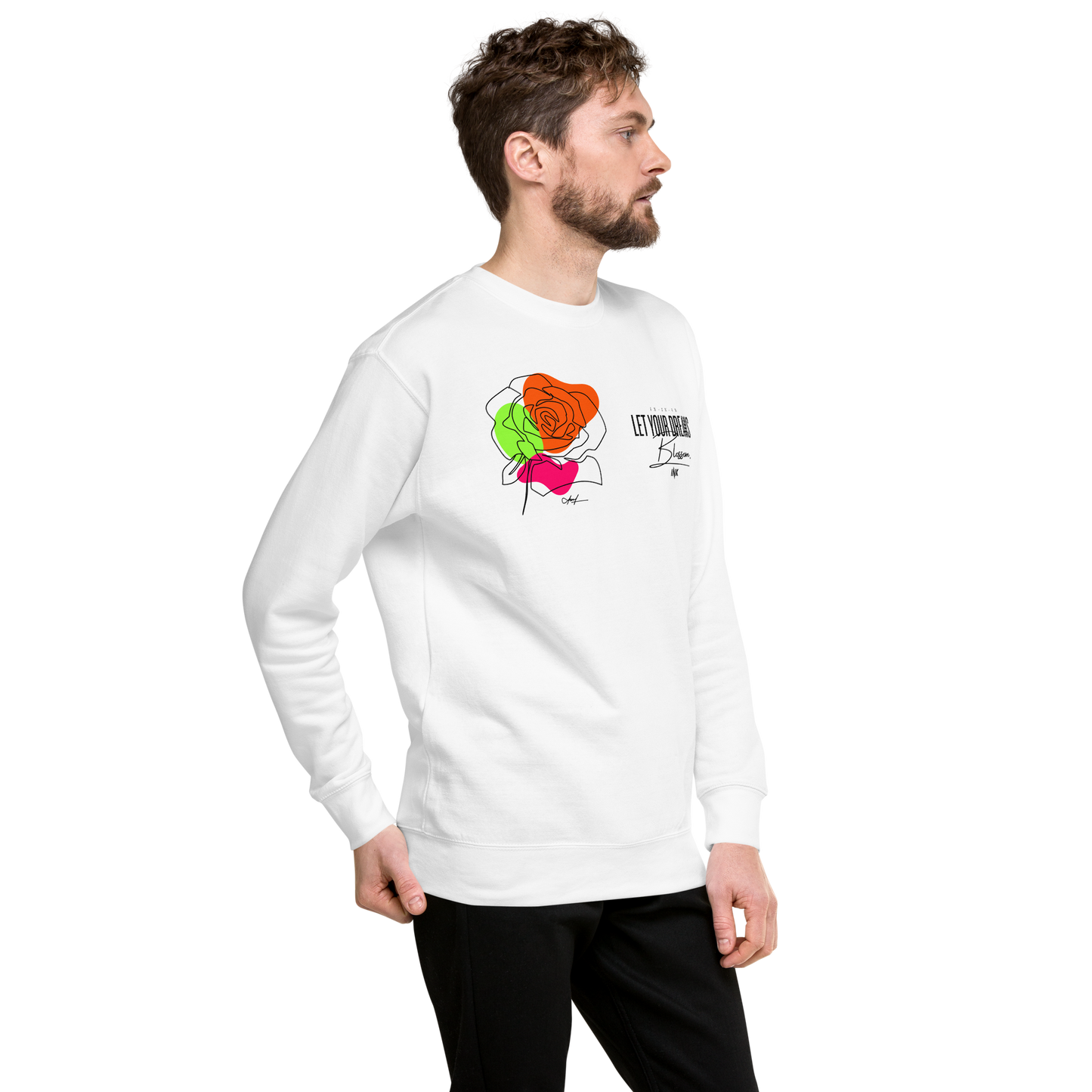 Essential Stylish Crewneck Premium Sweatshirt with "Let Your Dreams Blossom" design