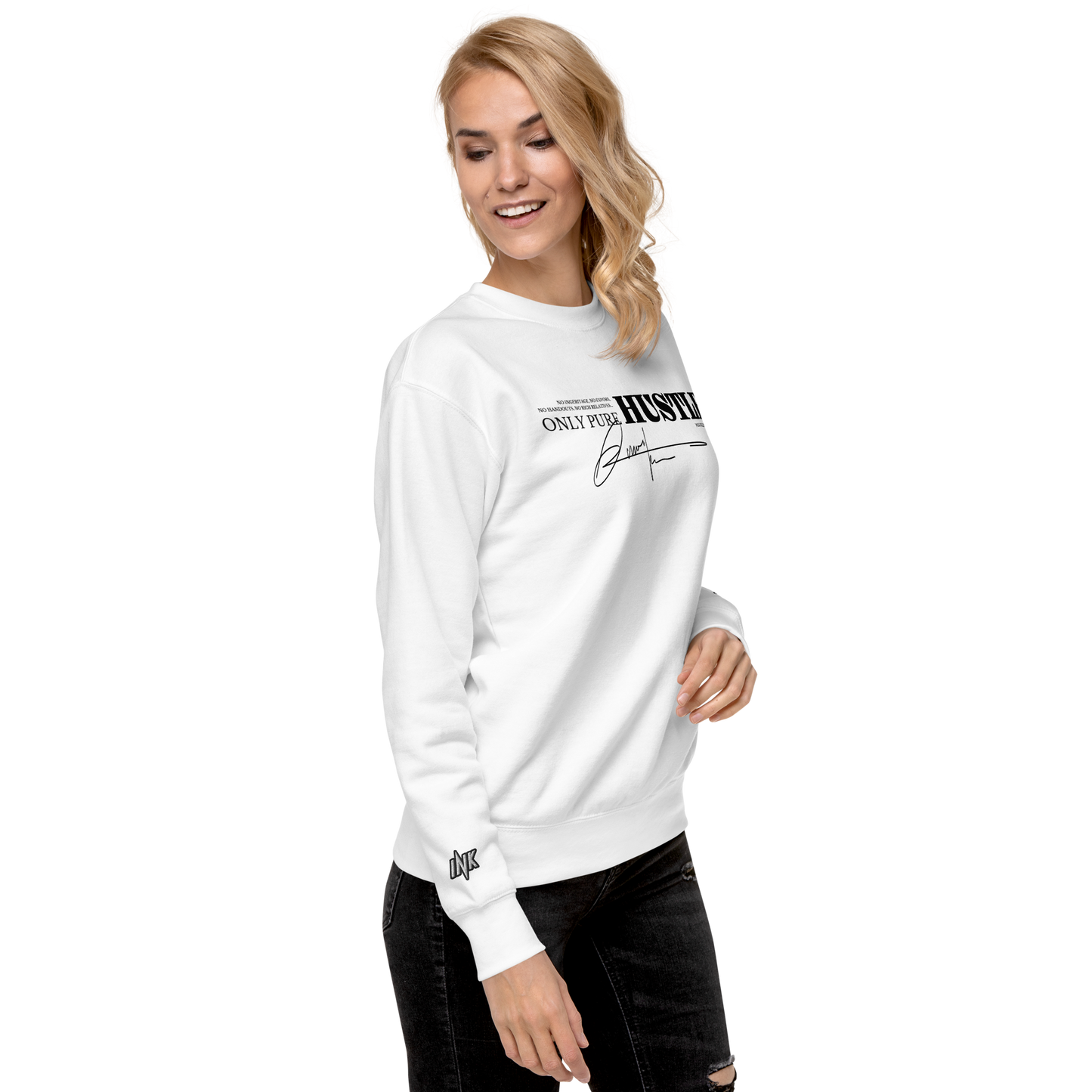 Essential Stylish Crewneck Premium Sweatshirt with "Only Pure Hustle" motif