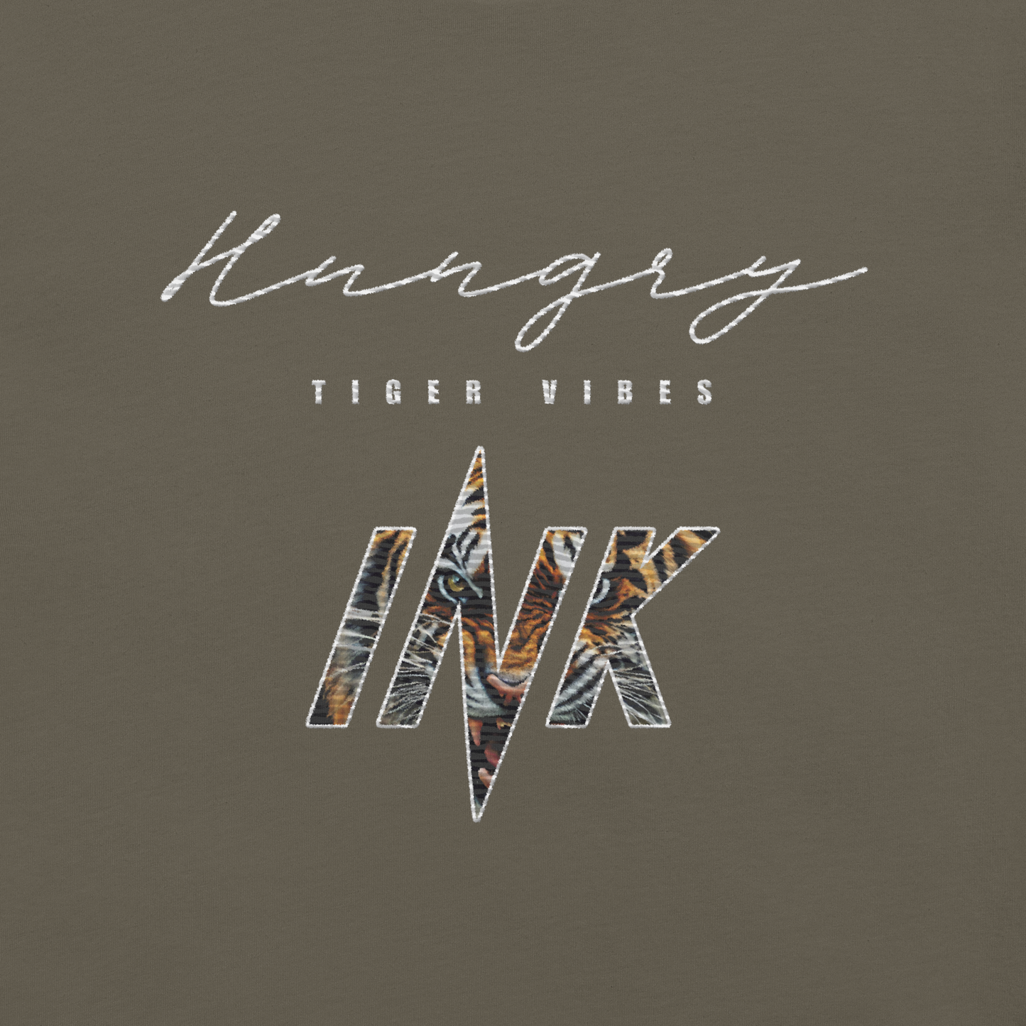 Essential Luxe Lightweight Cotton Tee with “Hungry Tiger Vibes” Embroidery