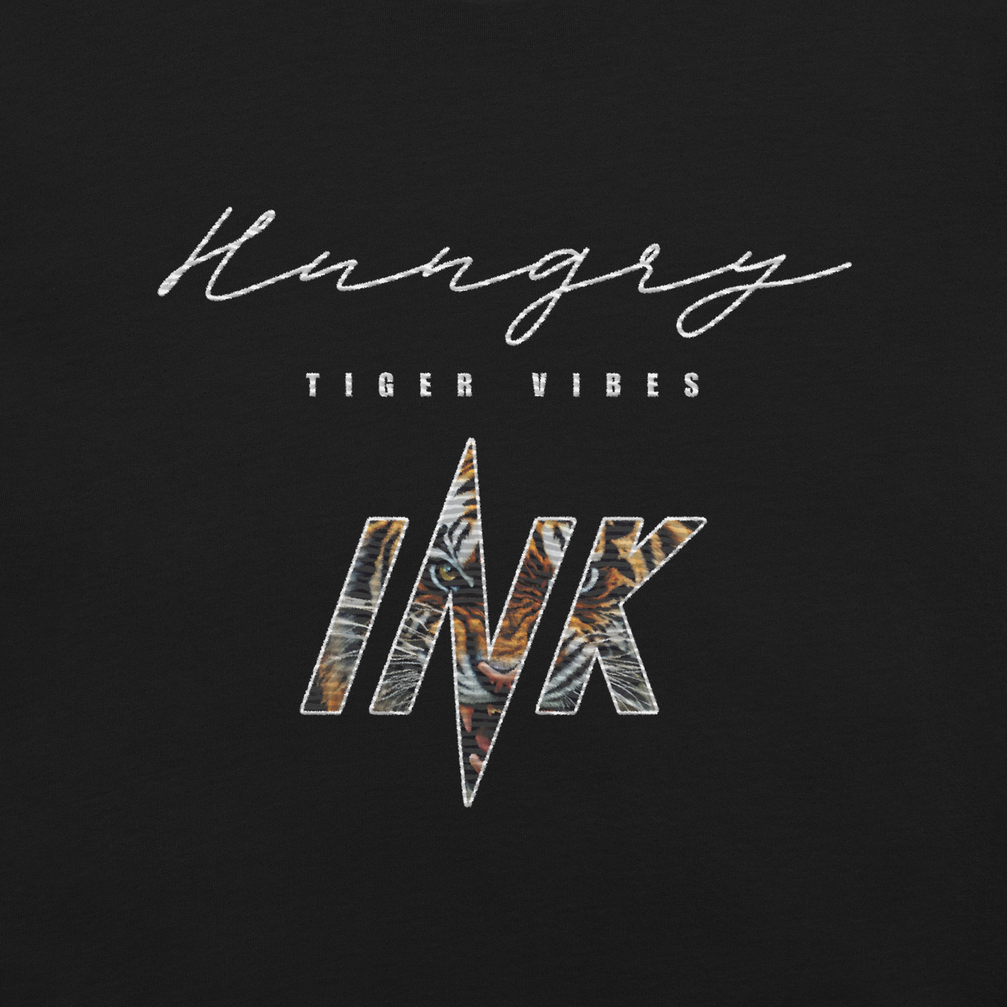 Essential Luxe Lightweight Cotton Tee with “Hungry Tiger Vibes” Embroidery