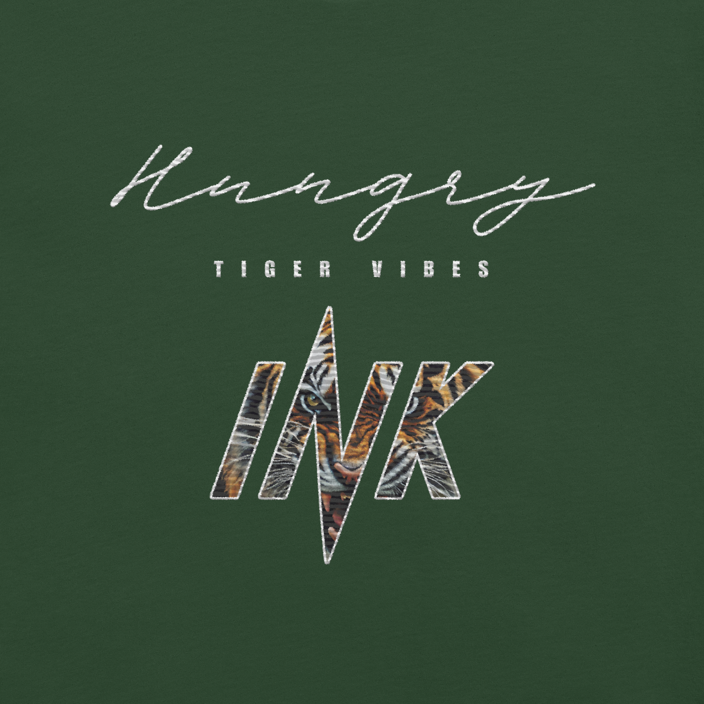 Essential Luxe Lightweight Cotton Tee with “Hungry Tiger Vibes” Embroidery