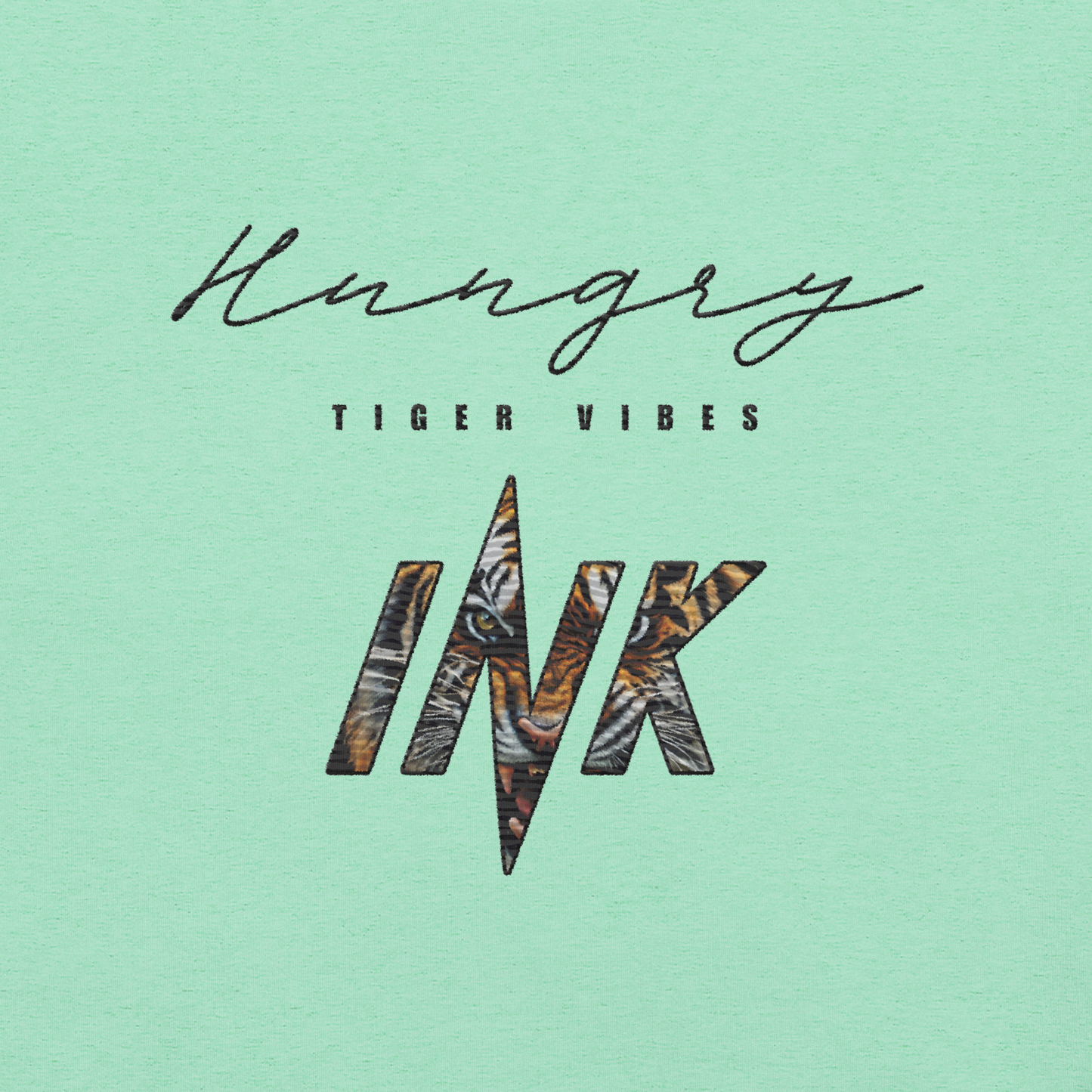 Essential Luxe Lightweight Cotton Tee with “Hungry Tiger Vibes” Embroidery