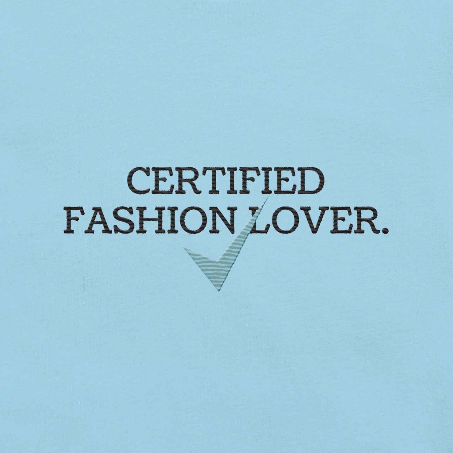 Essential Luxe Lightweight Cotton Tee with "Certified Fashion Lover" Embroidered Motif