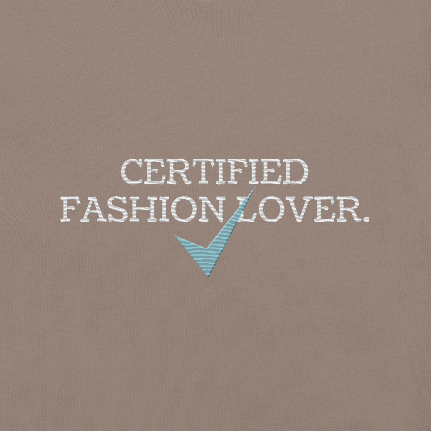 Essential Luxe Lightweight Cotton Tee with "Certified Fashion Lover" Embroidered Motif