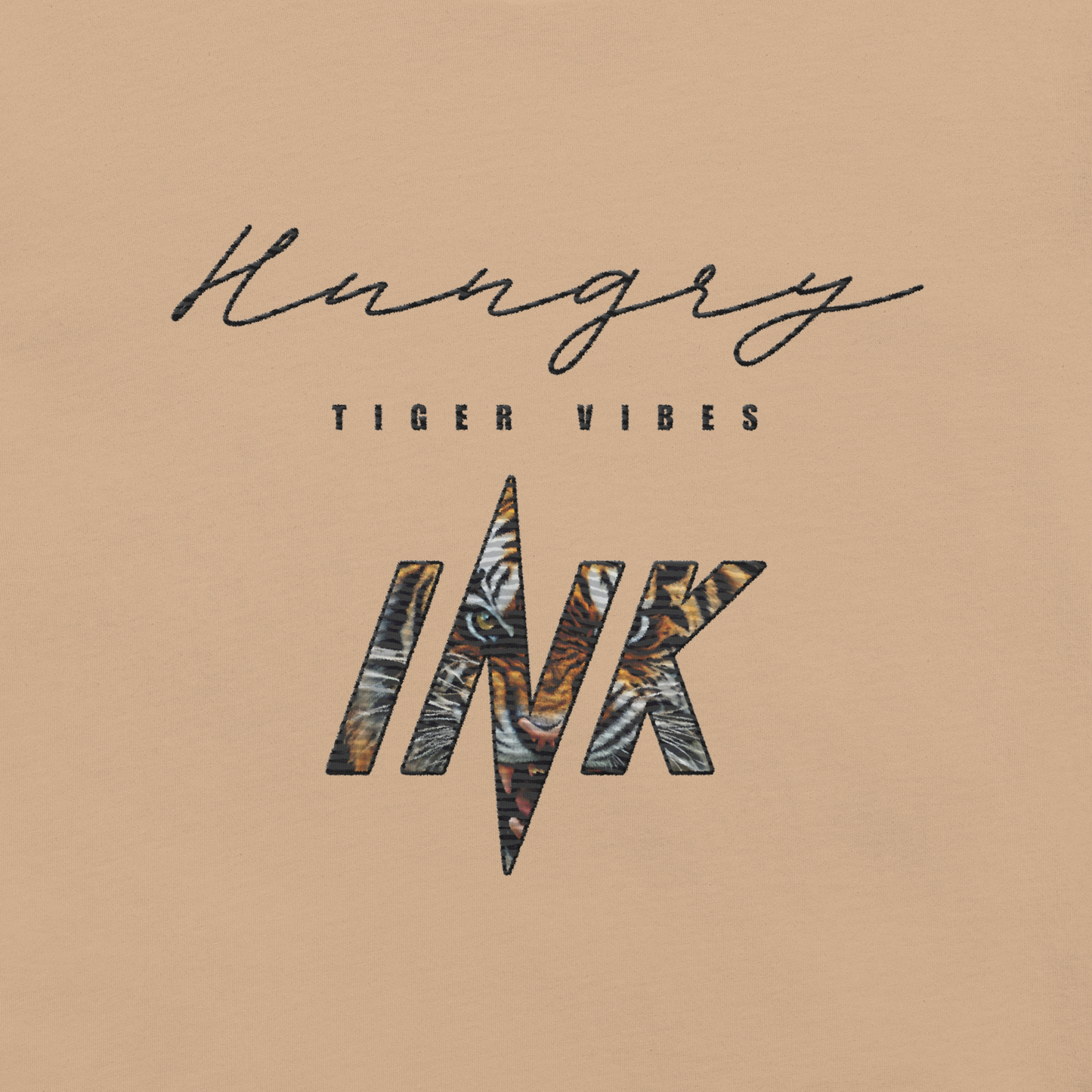 Essential Luxe Lightweight Cotton Tee with “Hungry Tiger Vibes” Embroidery