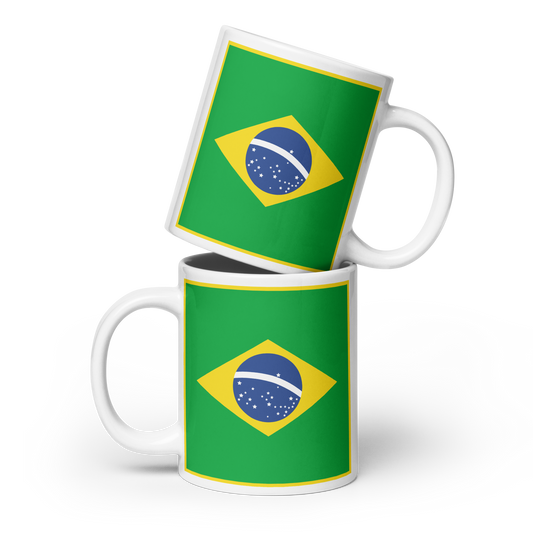 Brazil Flag "Stylish Glossy Ceramic Mug"