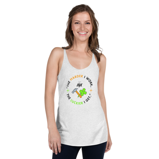 Flawless Edge Racerback Tank Top with Iconic “Lucky Worker” motif