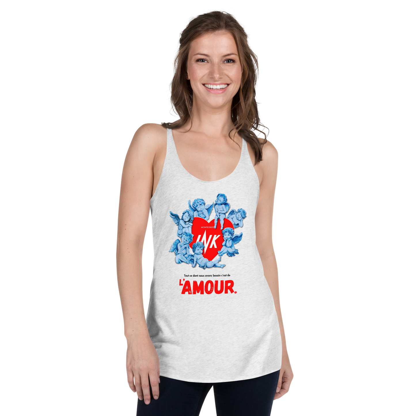 Flawless Edge Racerback Tank Top with Iconic “AMOUR” motif