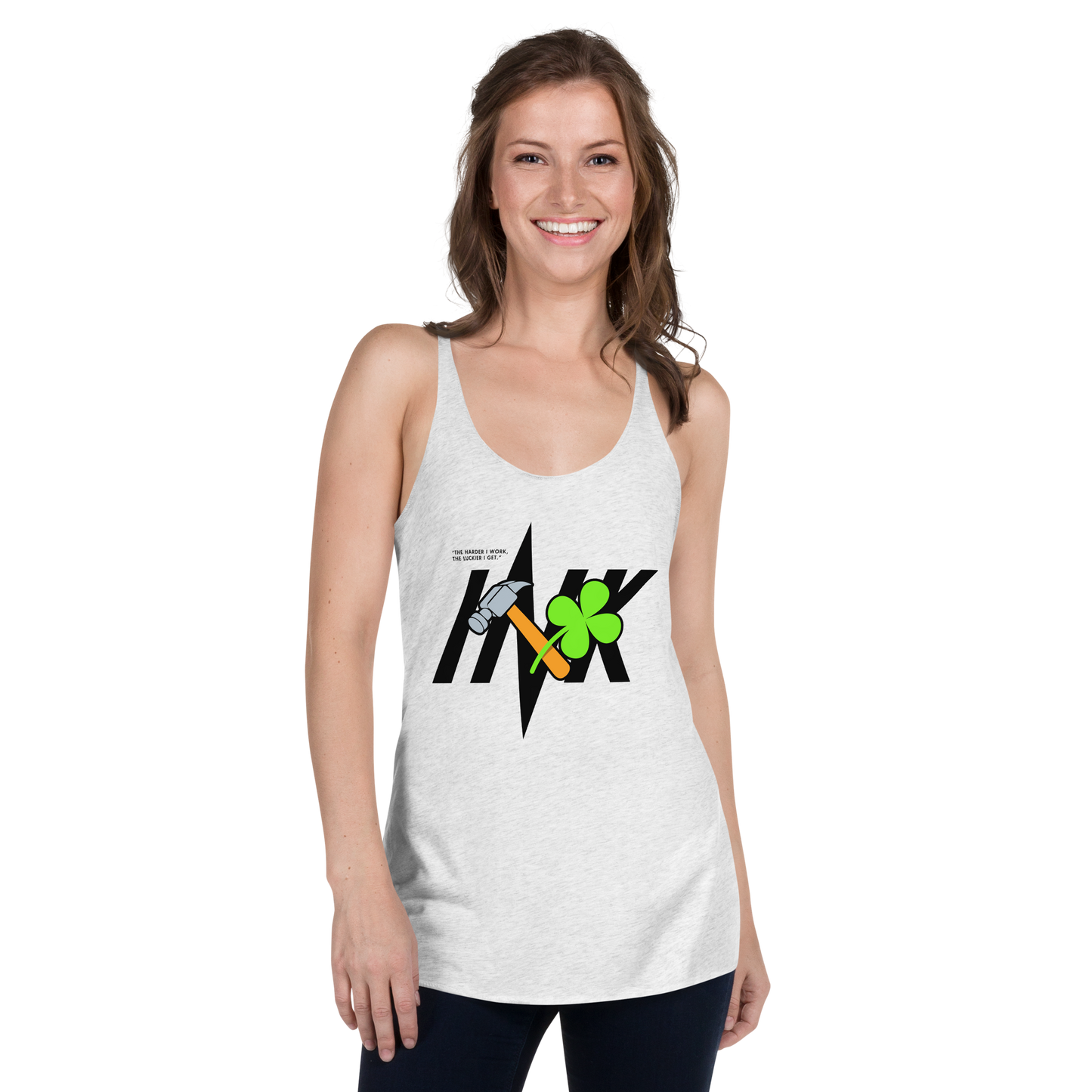 Flawless Edge Racerback Tank Top with Iconic “Lucky Worker” motif