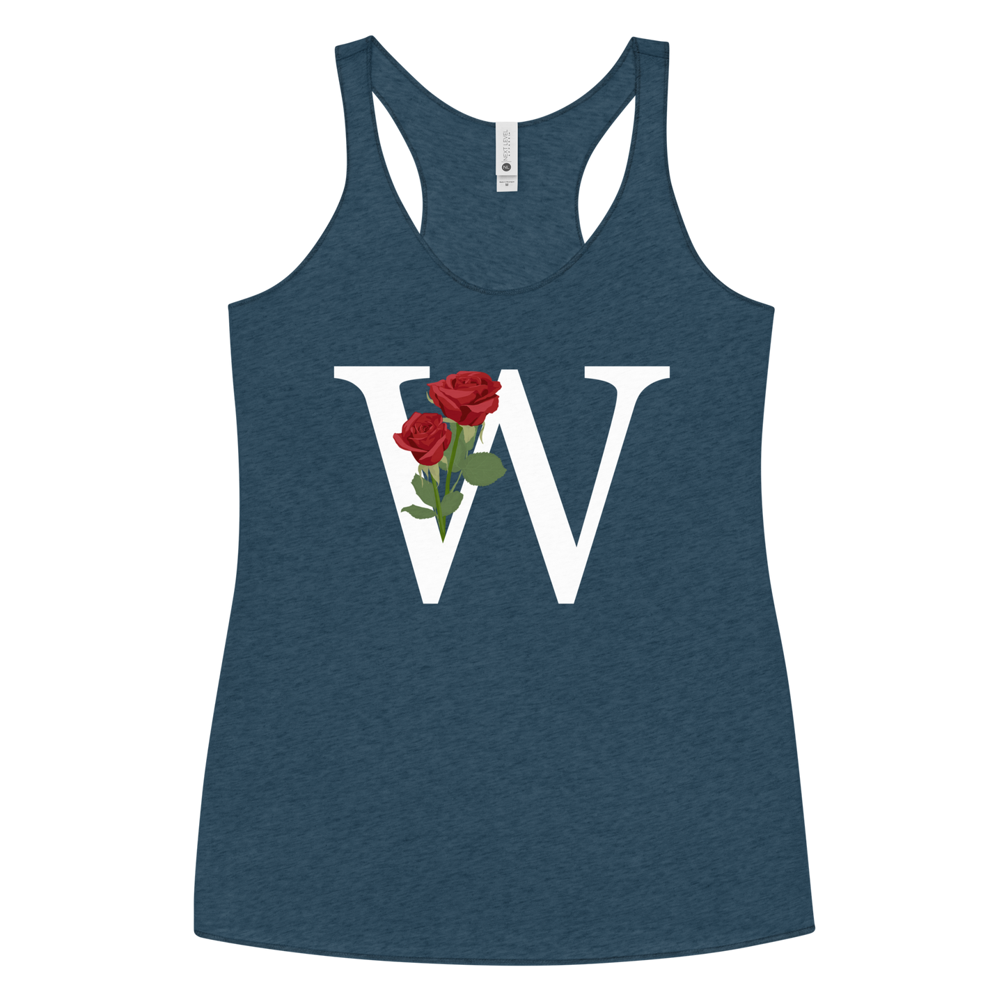 Flawless Edge Racerback Tank with Minimalist Initial 'W' with Roses motif