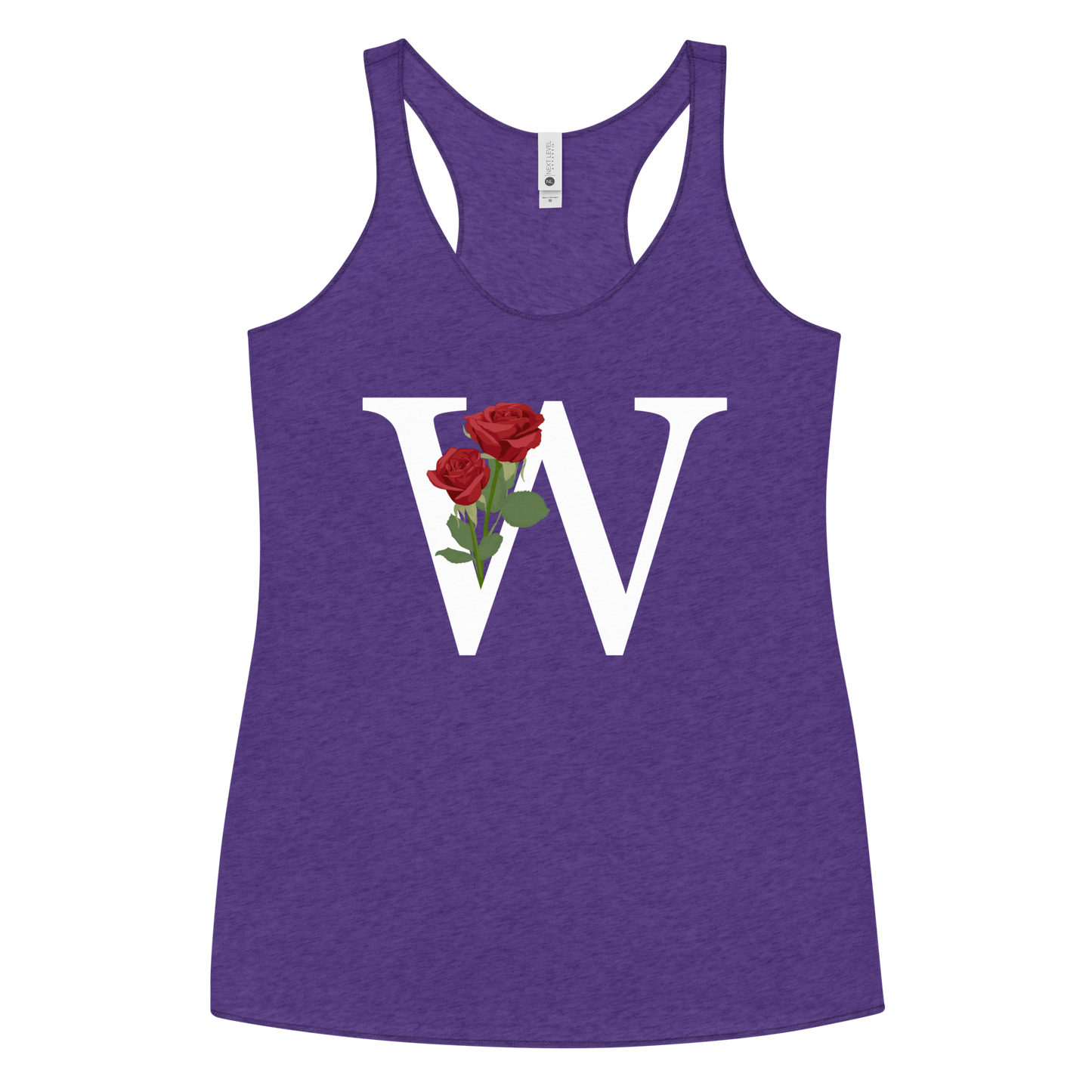 Flawless Edge Racerback Tank with Minimalist Initial 'W' with Roses motif