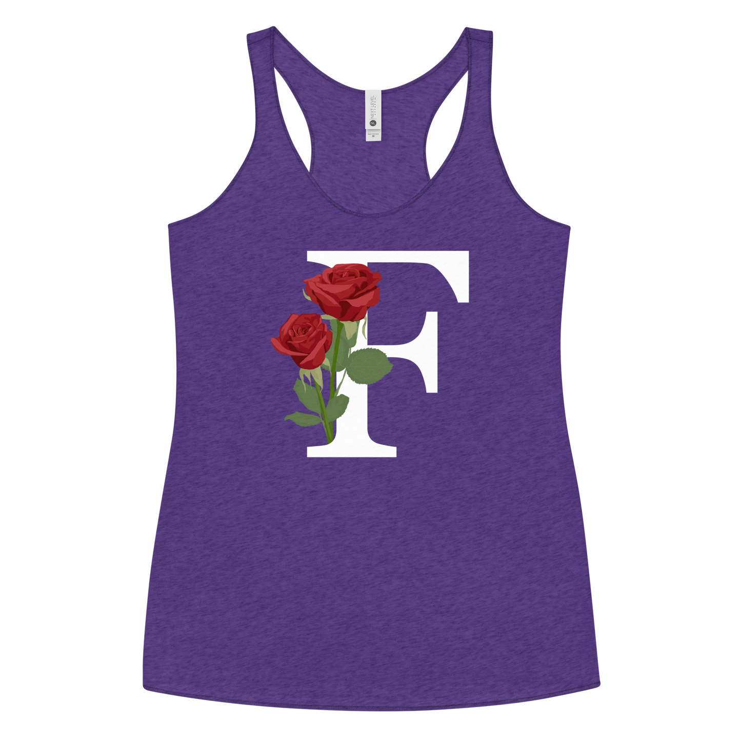 Flawless Edge Racerback Tank with Minimalist Initial 'F' with Roses motif