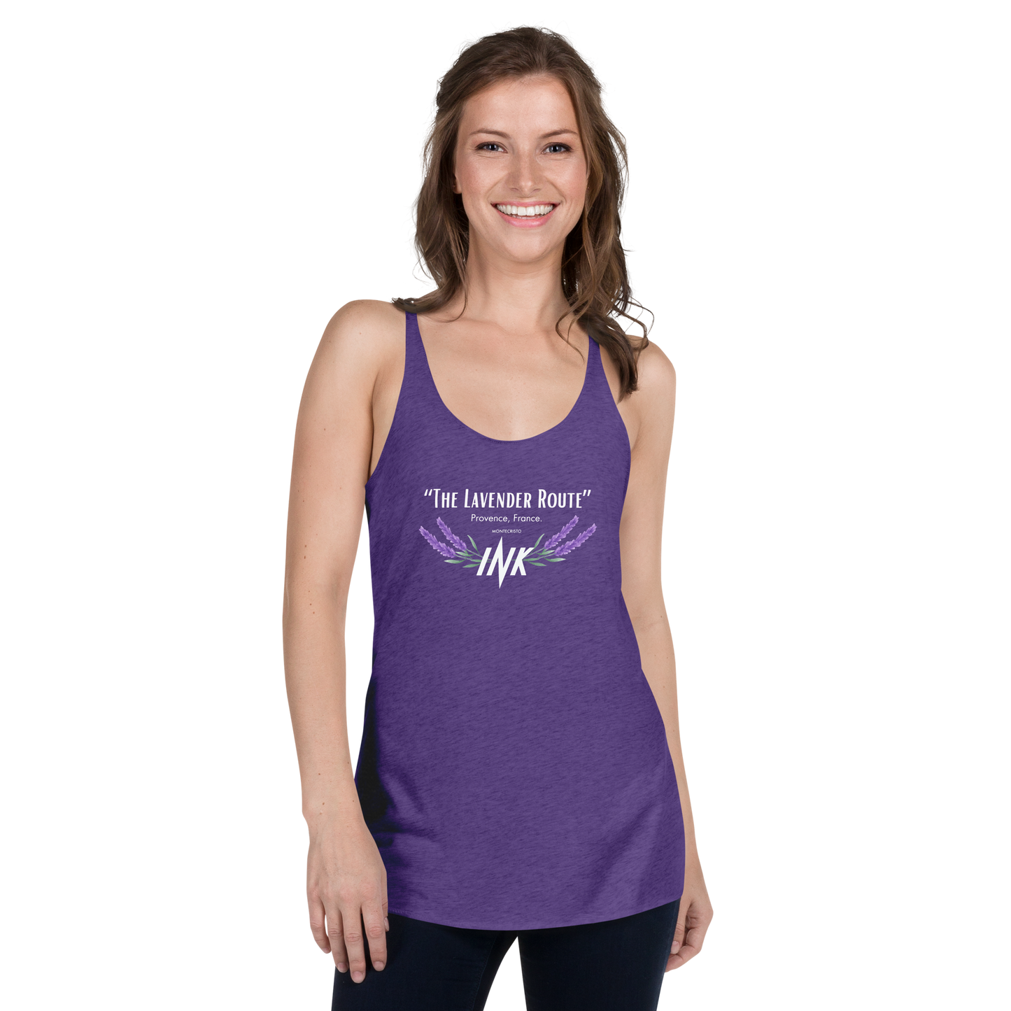 “The Lavender Route” motif Flawless Edge Racerback Tank Top