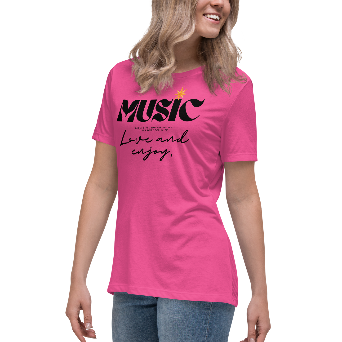 Premium Comfort Women's Relaxed Tee with "Music" motif