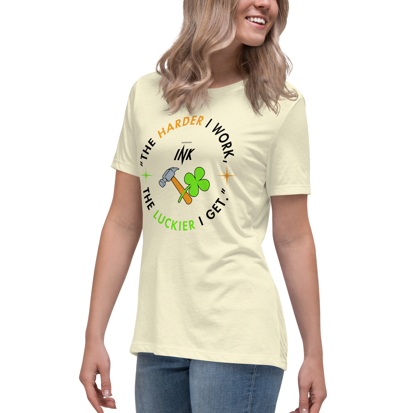 Premium Comfort Women's Relaxed Tee with Iconic “Lucky Worker” motif